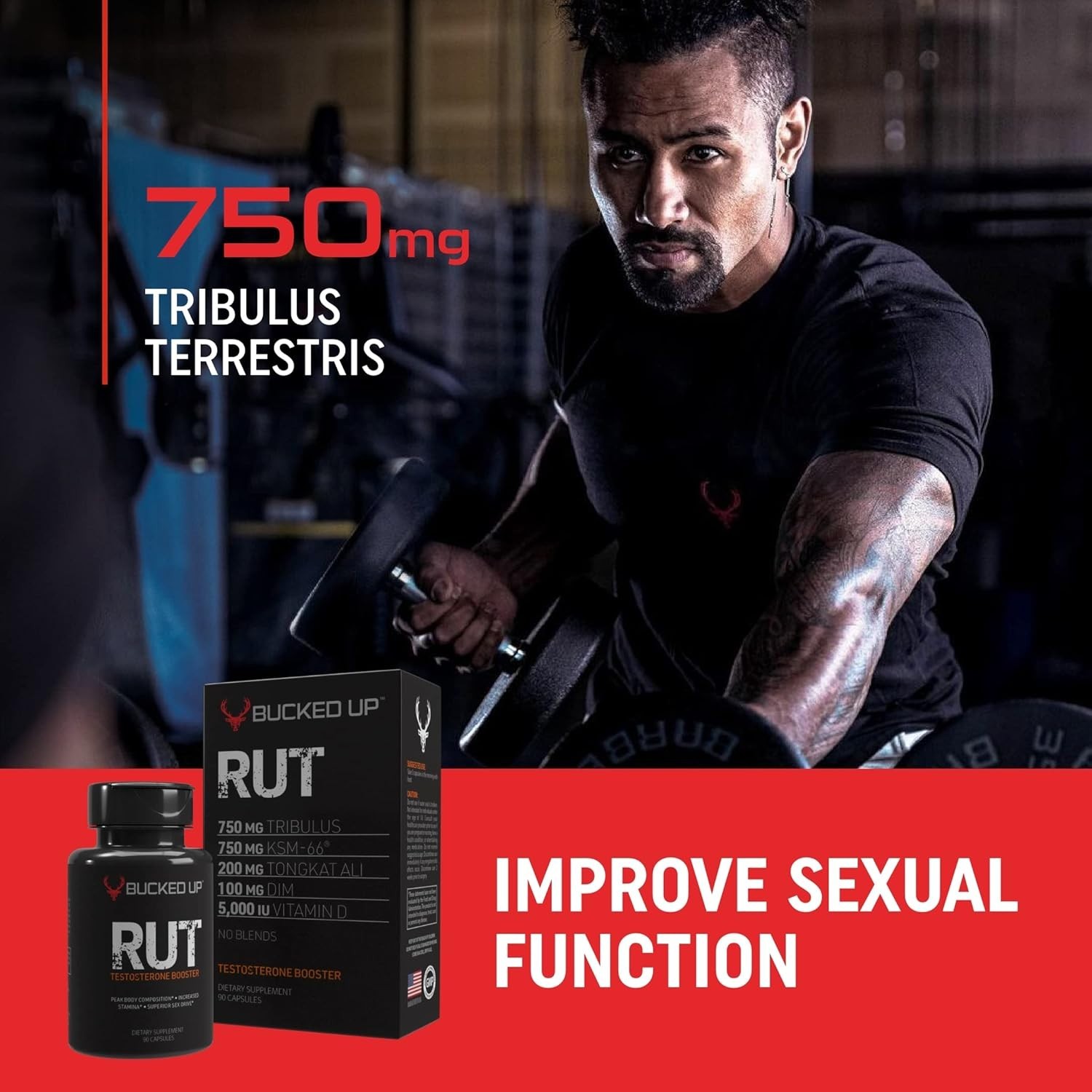 Bucked Up RUT Testosterone Booster Men Hormone Balance Muscle Gain 90 Caps 2X