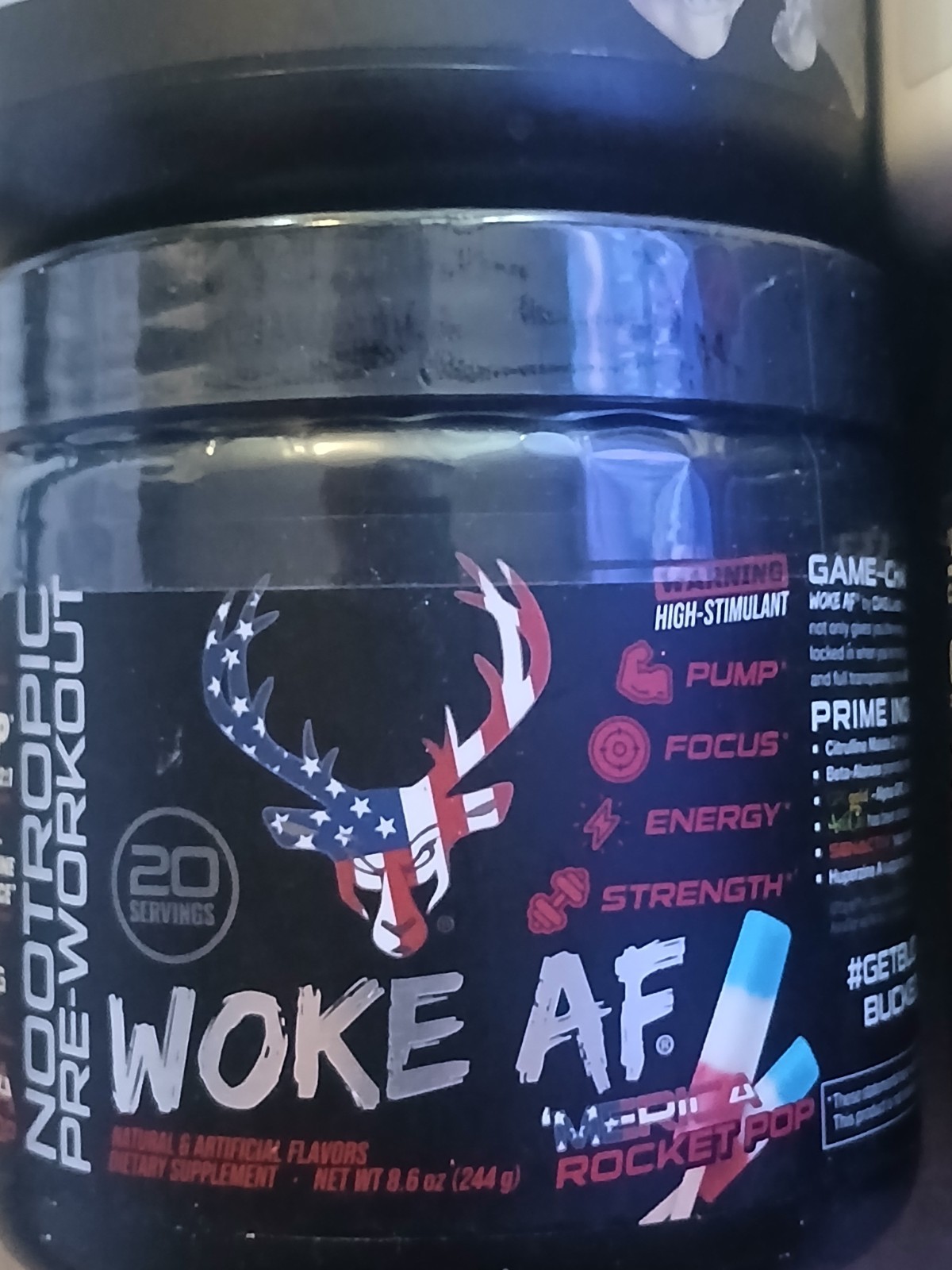 4 pc. BUCKED UP Nootropic Pre-Workout & Creatine Monohydrate Lot Woke AF Miami