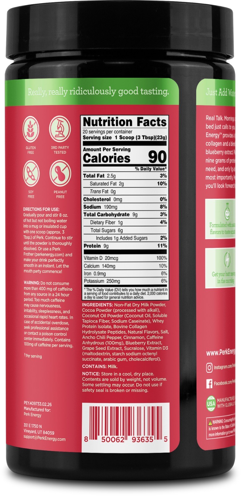 Perk Energy Original Mexican Hot Chocolate 20 Servings – Gluten Free