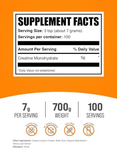 Creatine Monohydrate Powder 700g Micronized Lemon Italian Ice