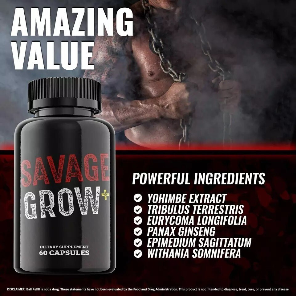 Savage Grow – Male Virility – 1 Bottle – 60 Capsules