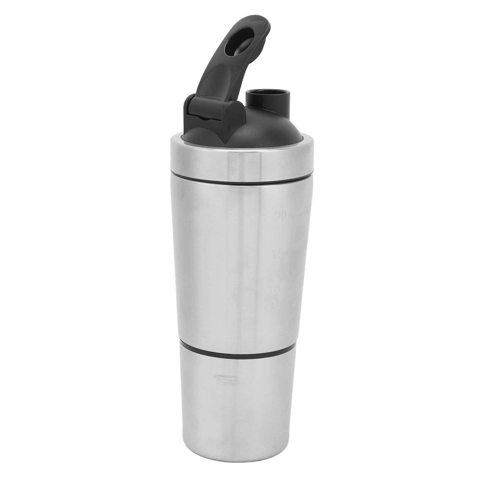 Protein Shaker Bottle with Scale Portable Stainless Steel Double Section Shaker