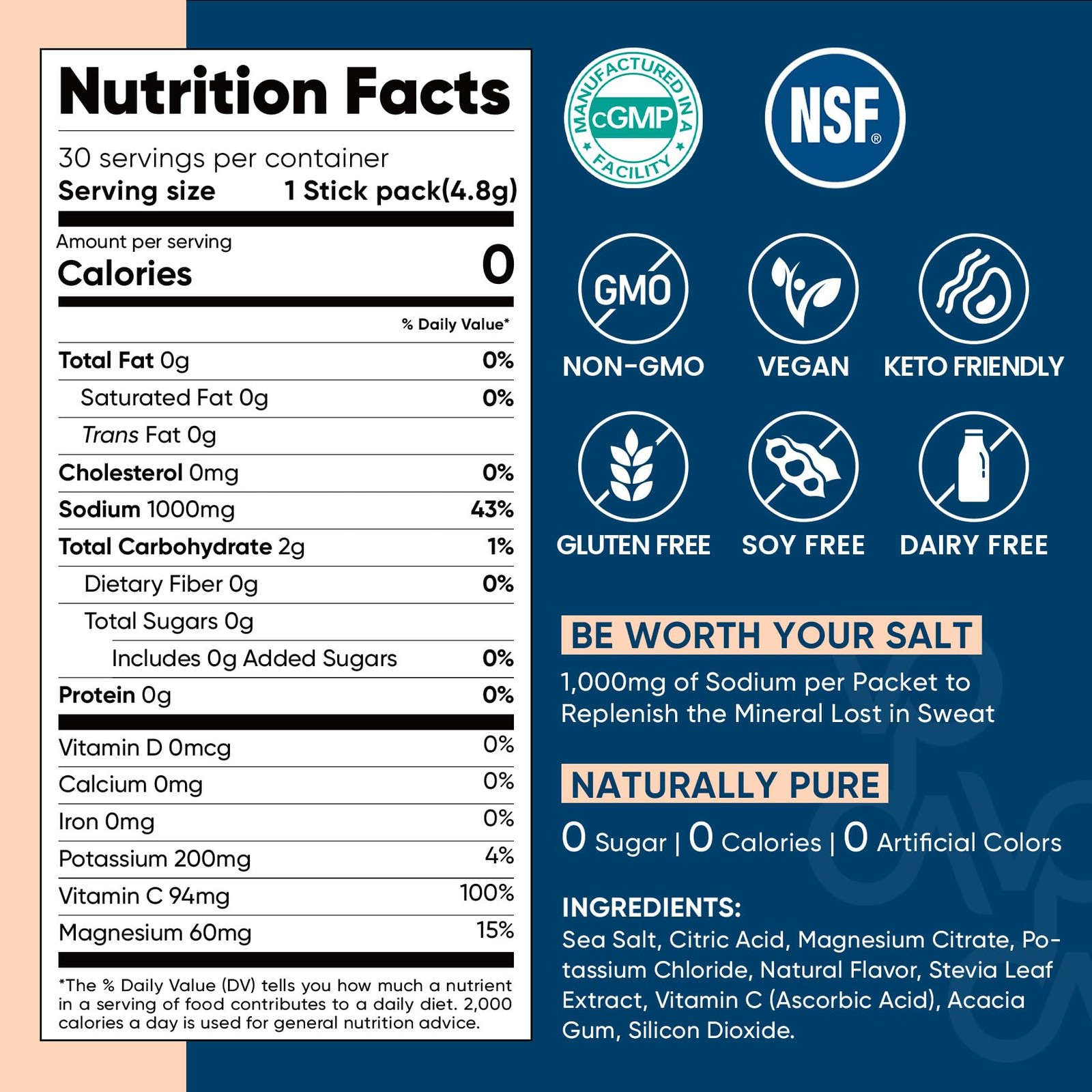 Venture Pal High Sodium Sugar-Free Electrolytes Powder Packets – Hydration Stick