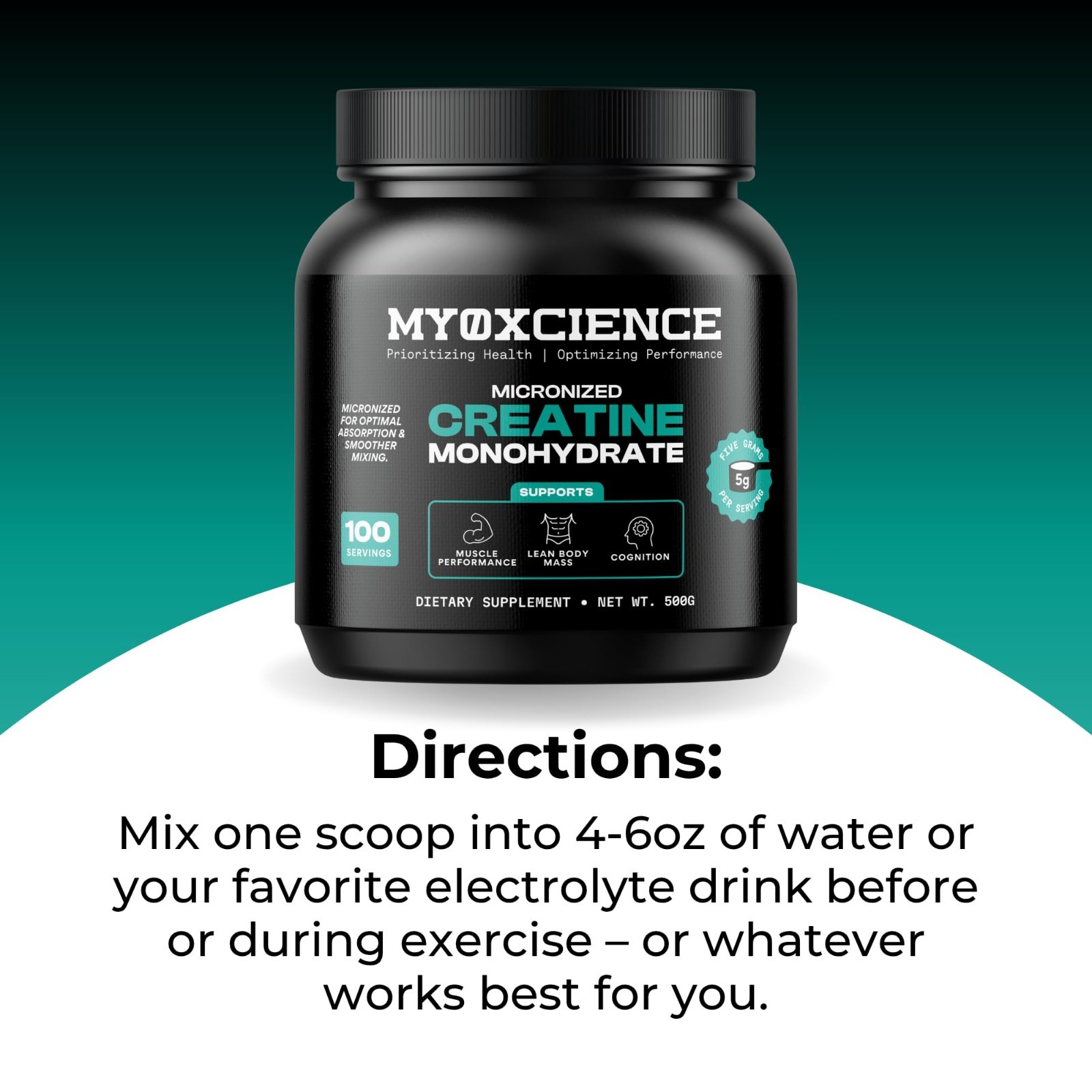 Micronized Creatine Powder for Muscle Performance, Lean Mass & Cognition – 100 S