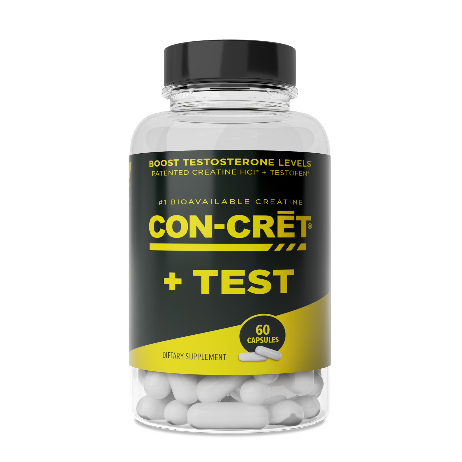 + TEST, Creatine Hcl with Testofen, Boost Testosterone Levels, 60 Capsules, Men’