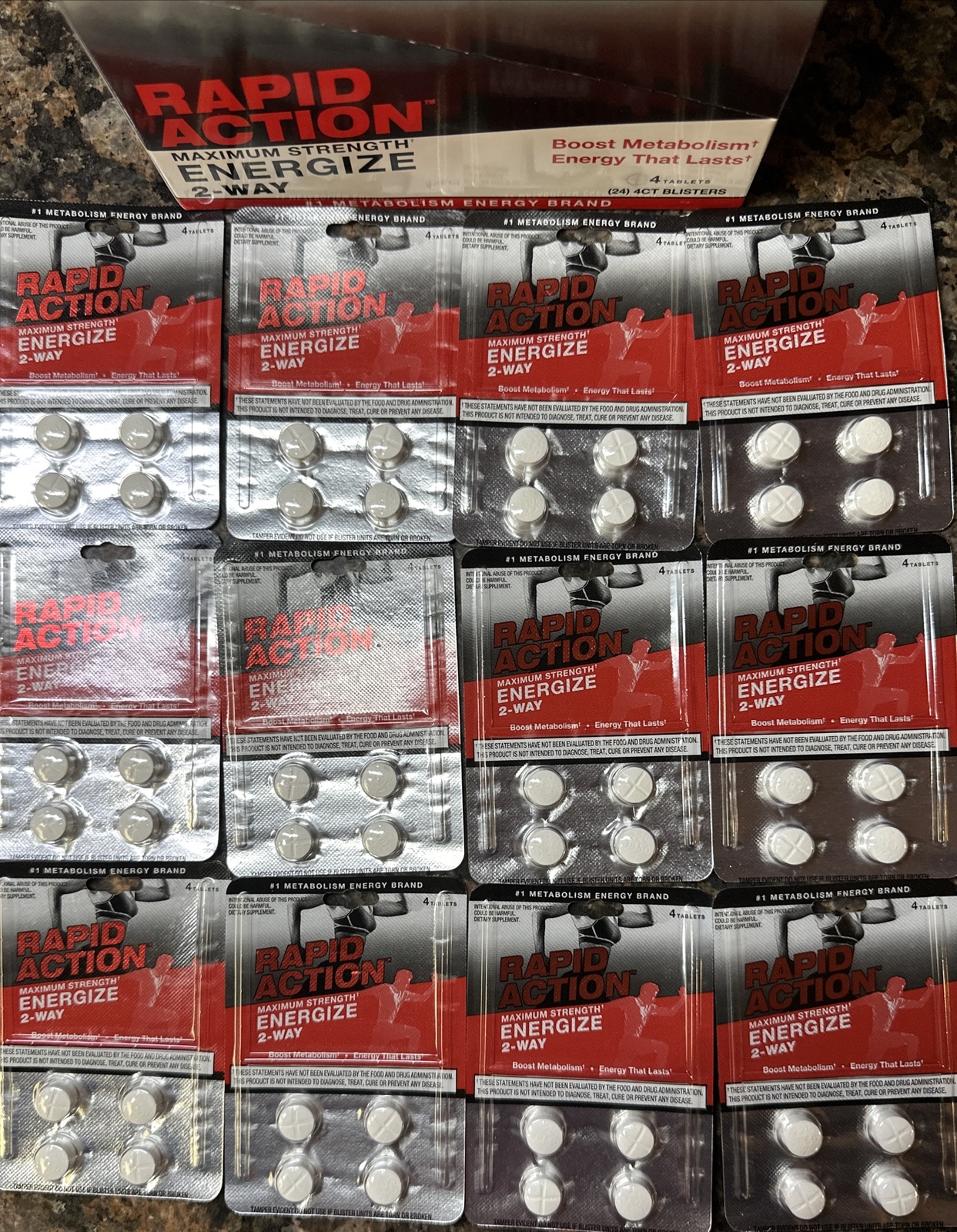 Rapid Action 2 WayEnergize #1 Metabolism Metabolism Energy 12 Packs 48 Pills FS