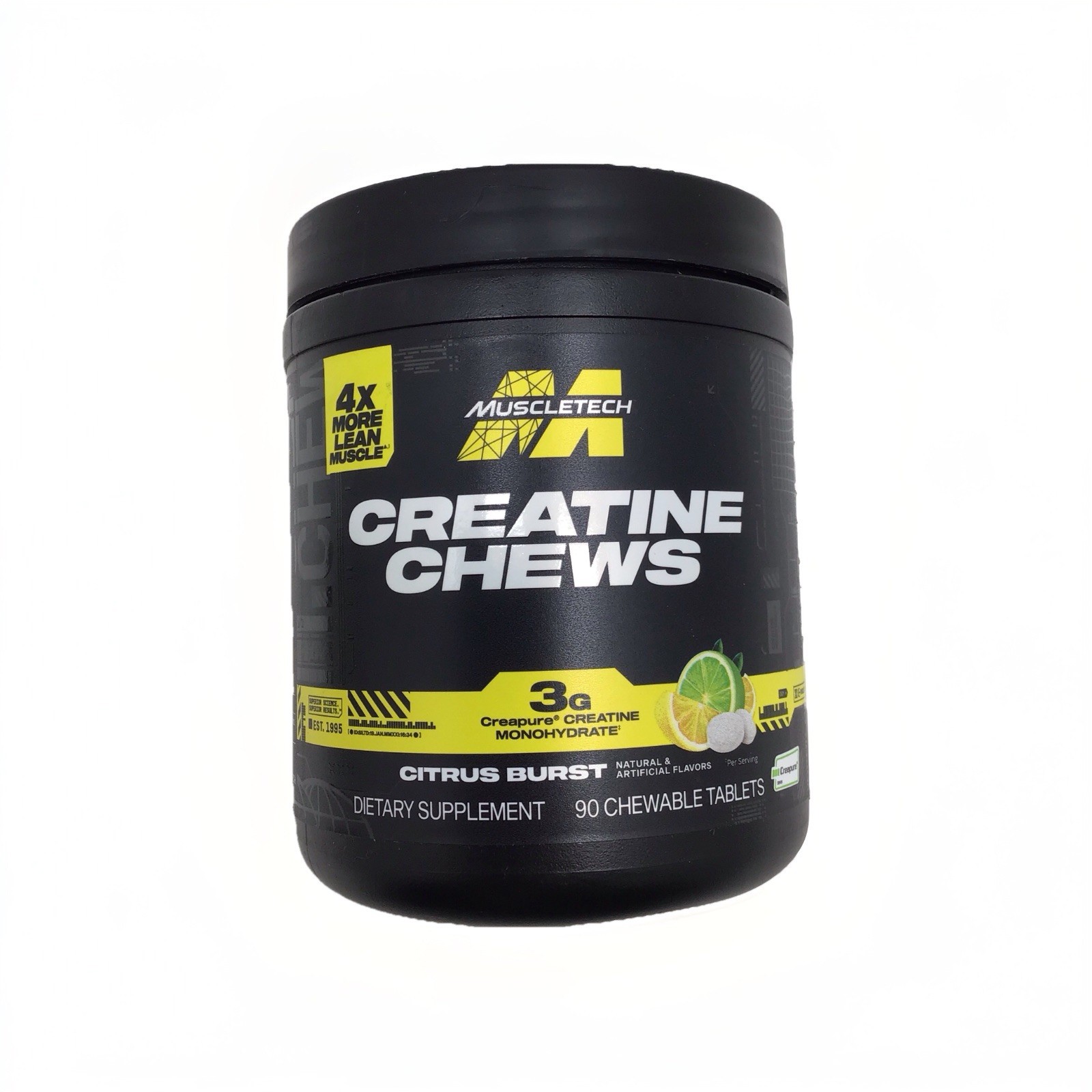 2X MUSCLE TECH CREATINE CHEWS CITRUS 90 CHEWABLE TABLETS EACH EXP 01/2027+