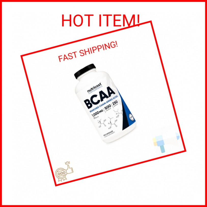 Nutricost BCAA 1000mg, 500 Capsules (250 Serv), 2:1:1 Branched Chain Amino Acids