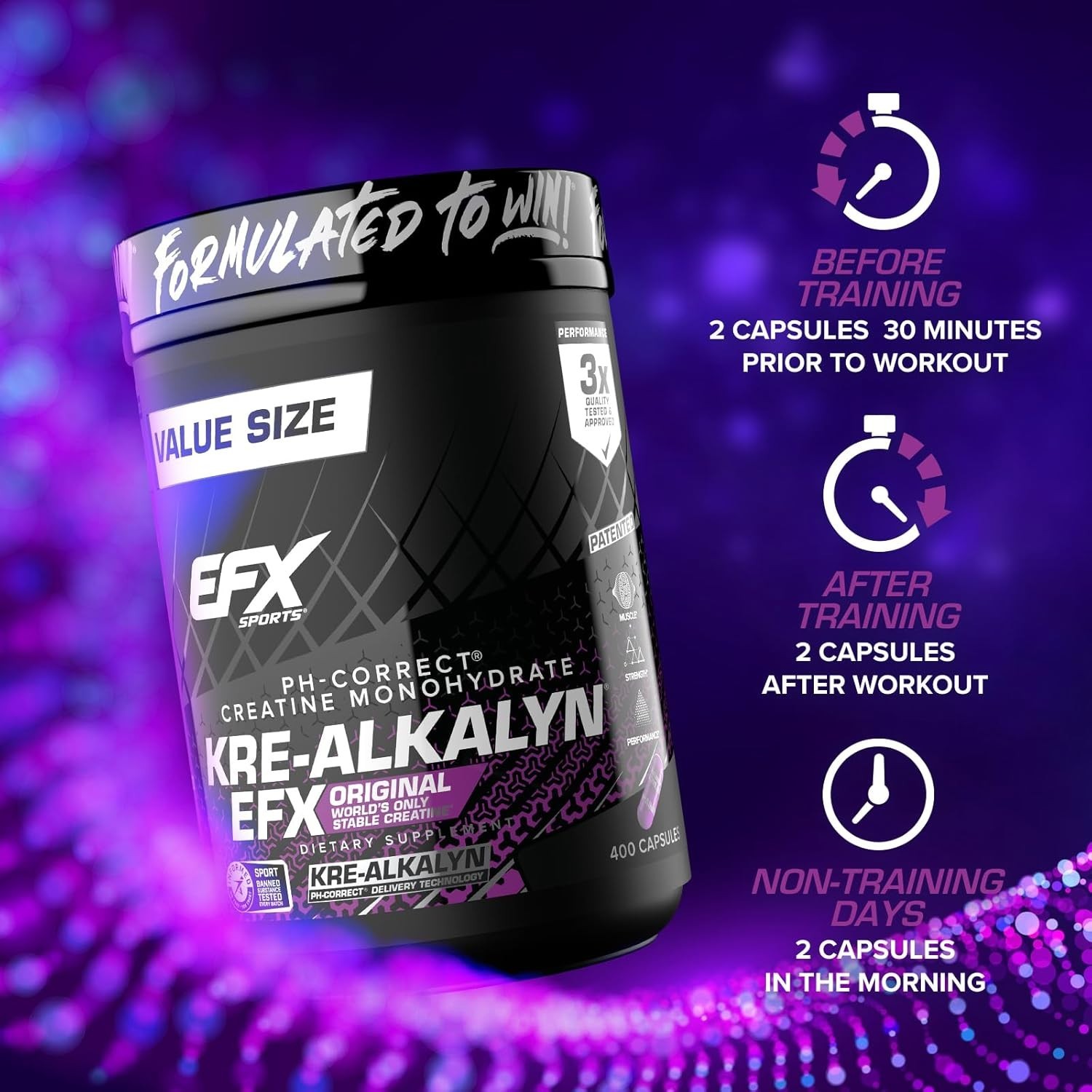 Kre-Alkalyn EFX | pH Correct Creatine Monohydrate Pill Supplement | Strength,…