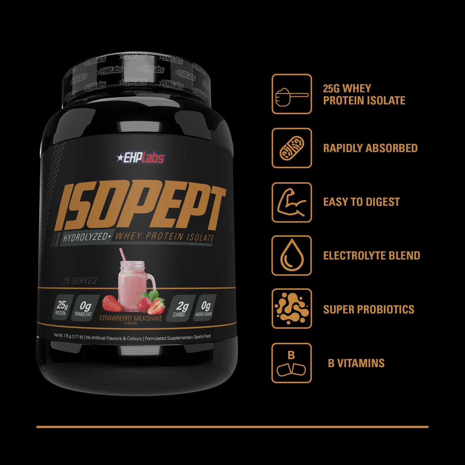 IsoPept Hydrolyzed Whey Protein Powder by EHPlabs – 2.14 Pound (Pack of 1)