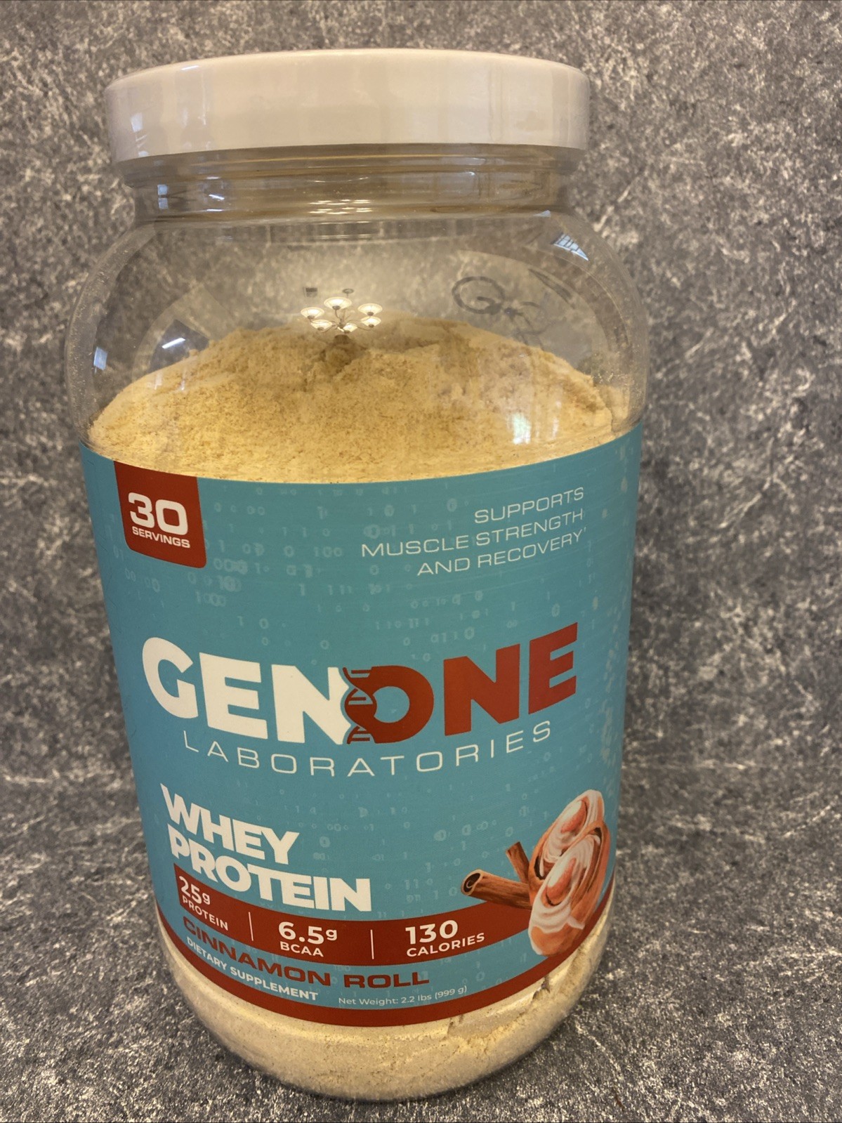 GenOne Whey Protein Powder Isolate, 25g Protein Cinnamon Roll 2.2lbs