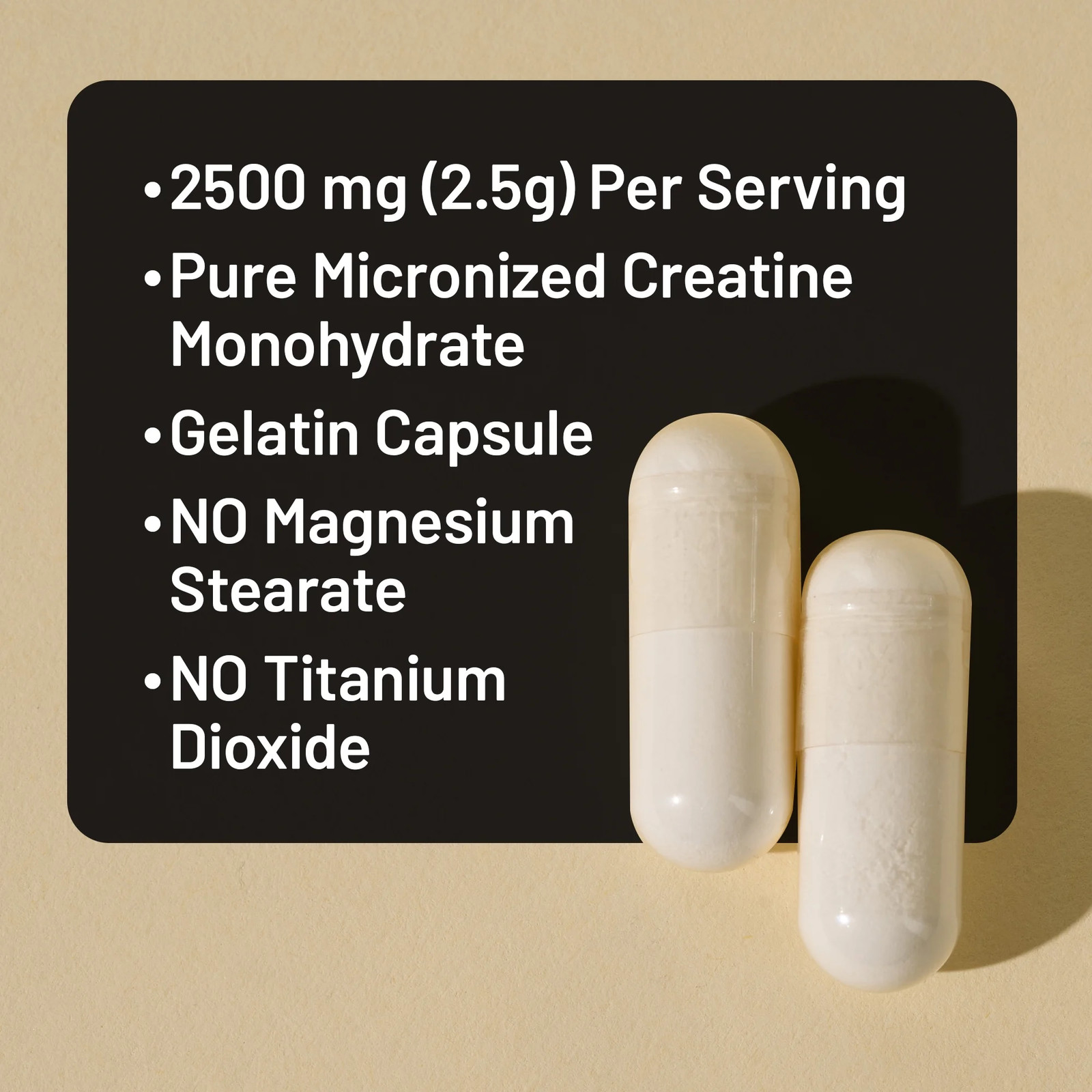 Micronized Creatine Monohydrate Pills 2500Mg – 60 Capsules[30-Day Supply]