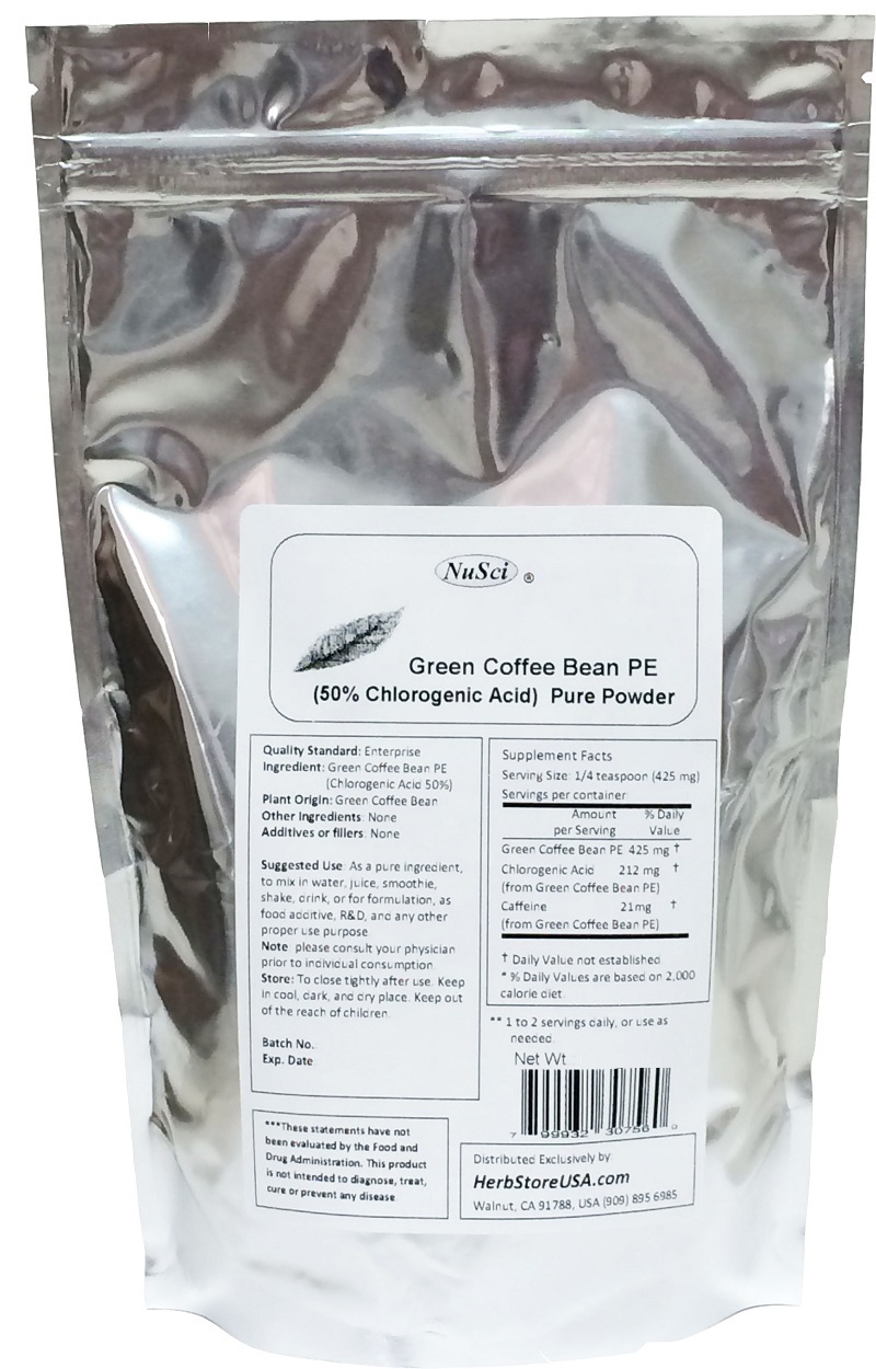 NuSci 1kg (2.2lb) Green Coffee Bean Extract powder 50% Chlorogenic Acid Non-GMO