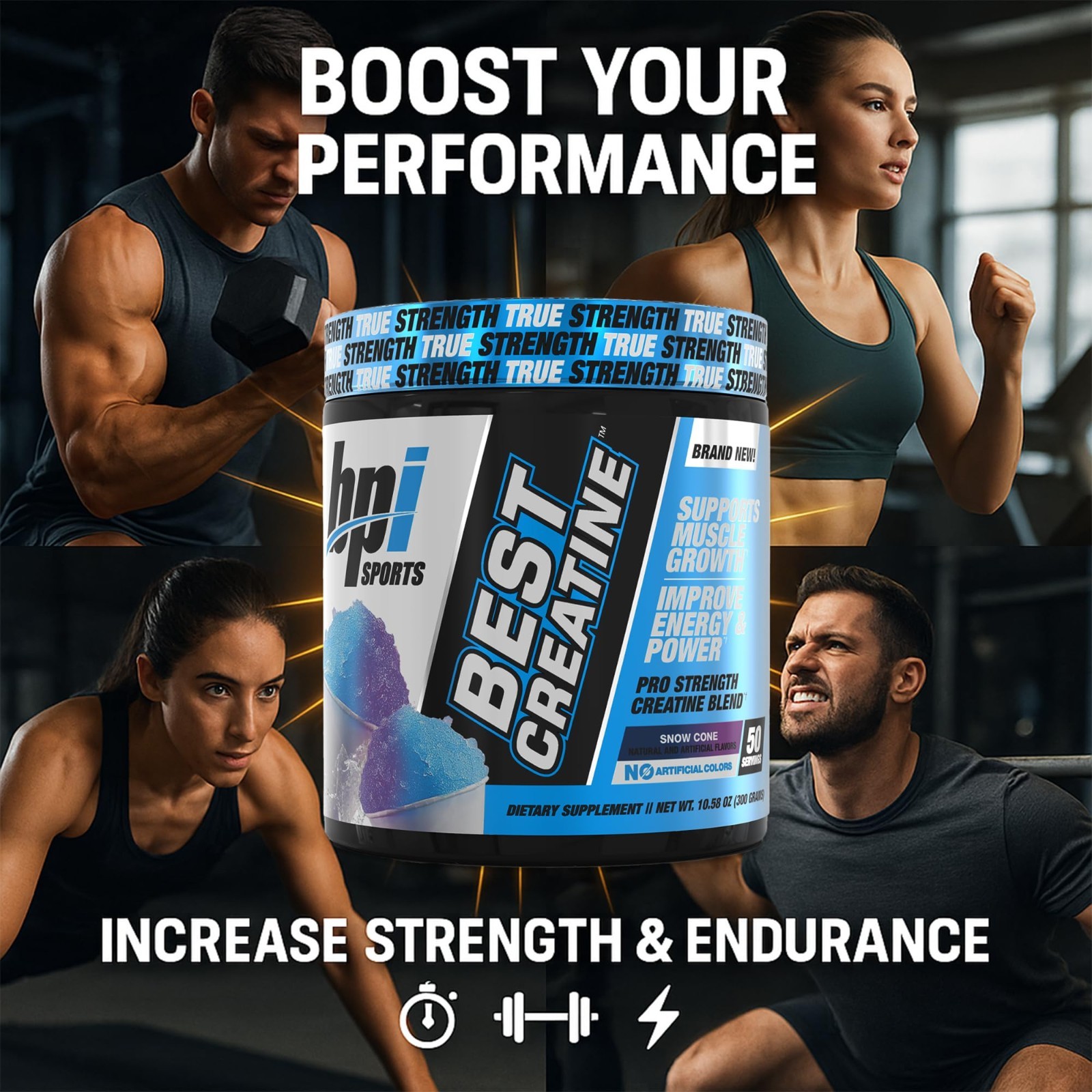 Creatine Monohydrate Powder – Strength, Endurance, Muscle Growth, No Bloat – 50