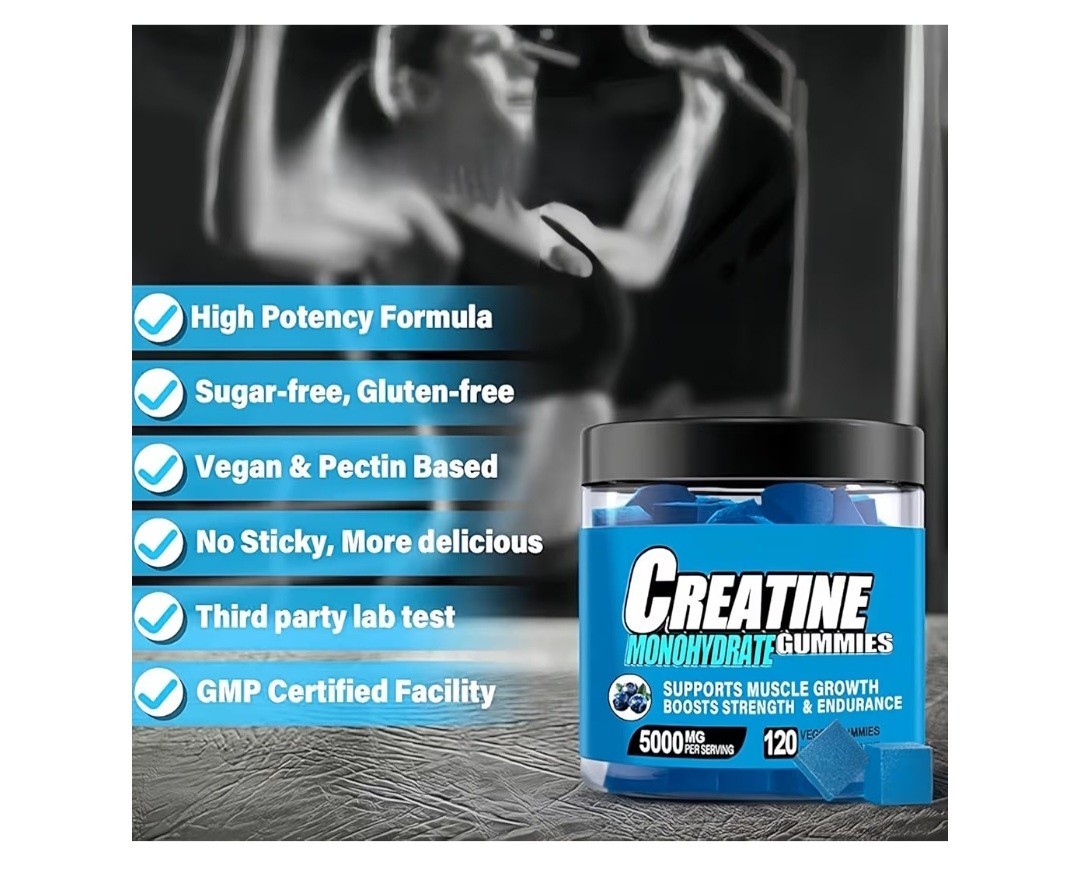 Creatine Gummies Monohydrate 5000MG Energy Muscle Performance / 120 Count