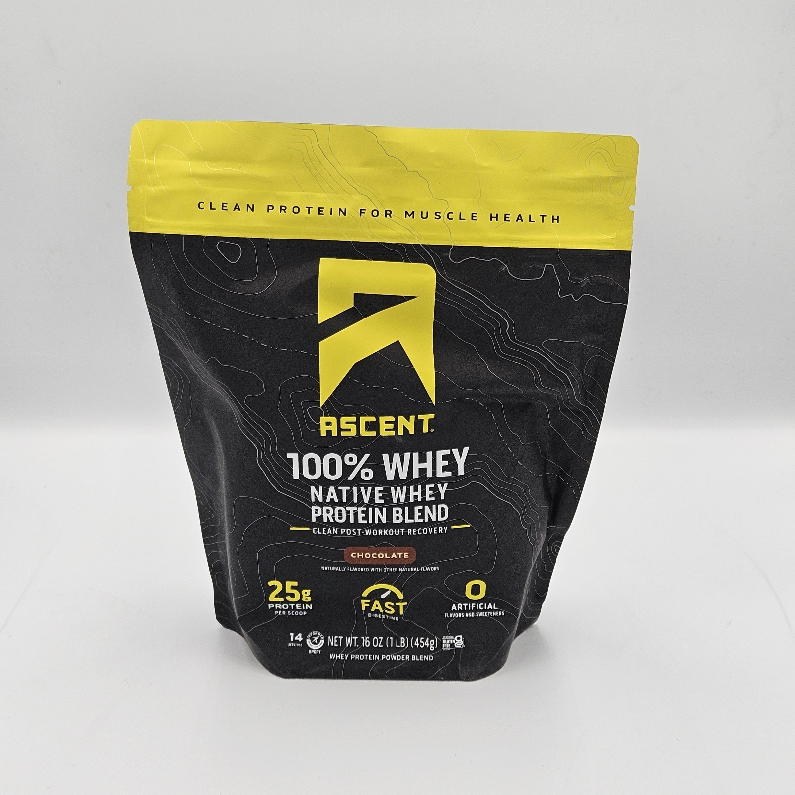 ASCENT Native Fuel 1 Lb 25g Gluten free Low Carb Chocolate Whey Protein Powder