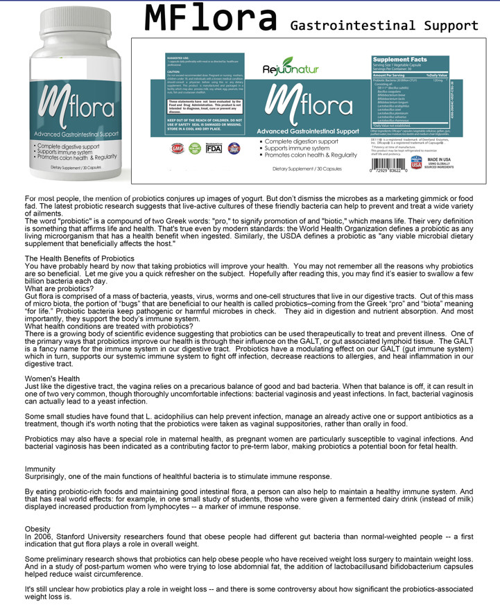 Amino Acid Muscle Supplement and Mflora Probiotics Immune Support 30 Capsules