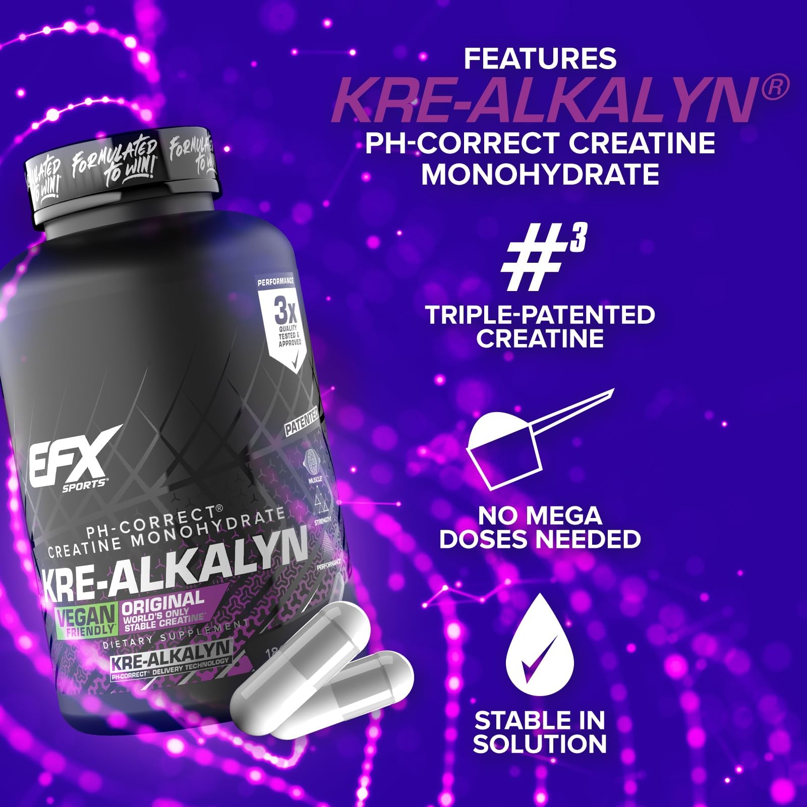 Kre-Alkalyn EFX | pH Correct Creatine Monohydrate Pill Supplement | Vegan Fri…