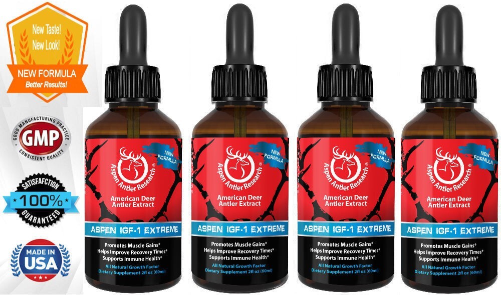 #1 Rated Deer Antler Velvet Spray EXTREME IGF-1 | 400mg At 43X | 4 Bottle Pack