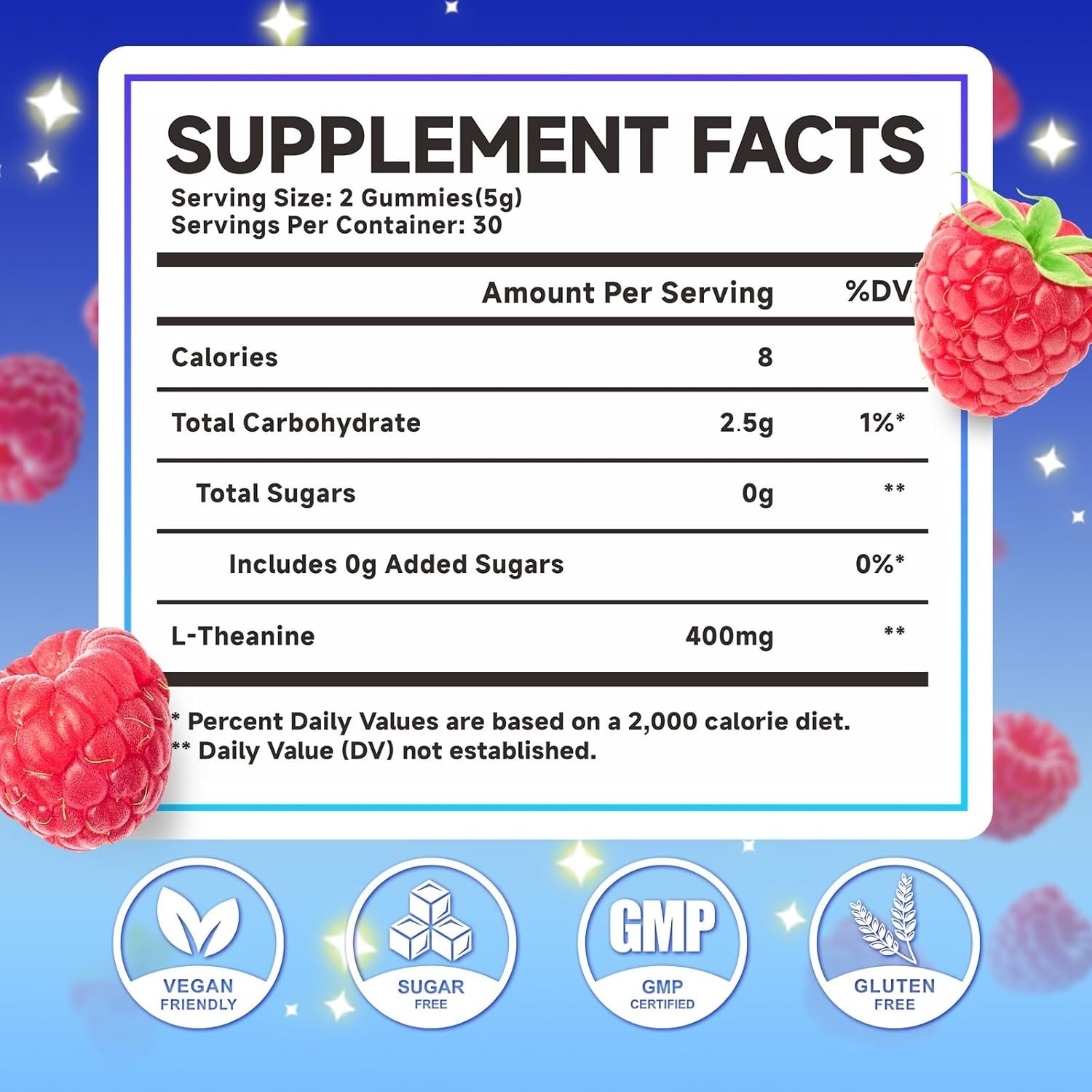 MEENCCD L-Theanine Gummies 400mg, Sugar-Free L-Theanine Supplement for Focus