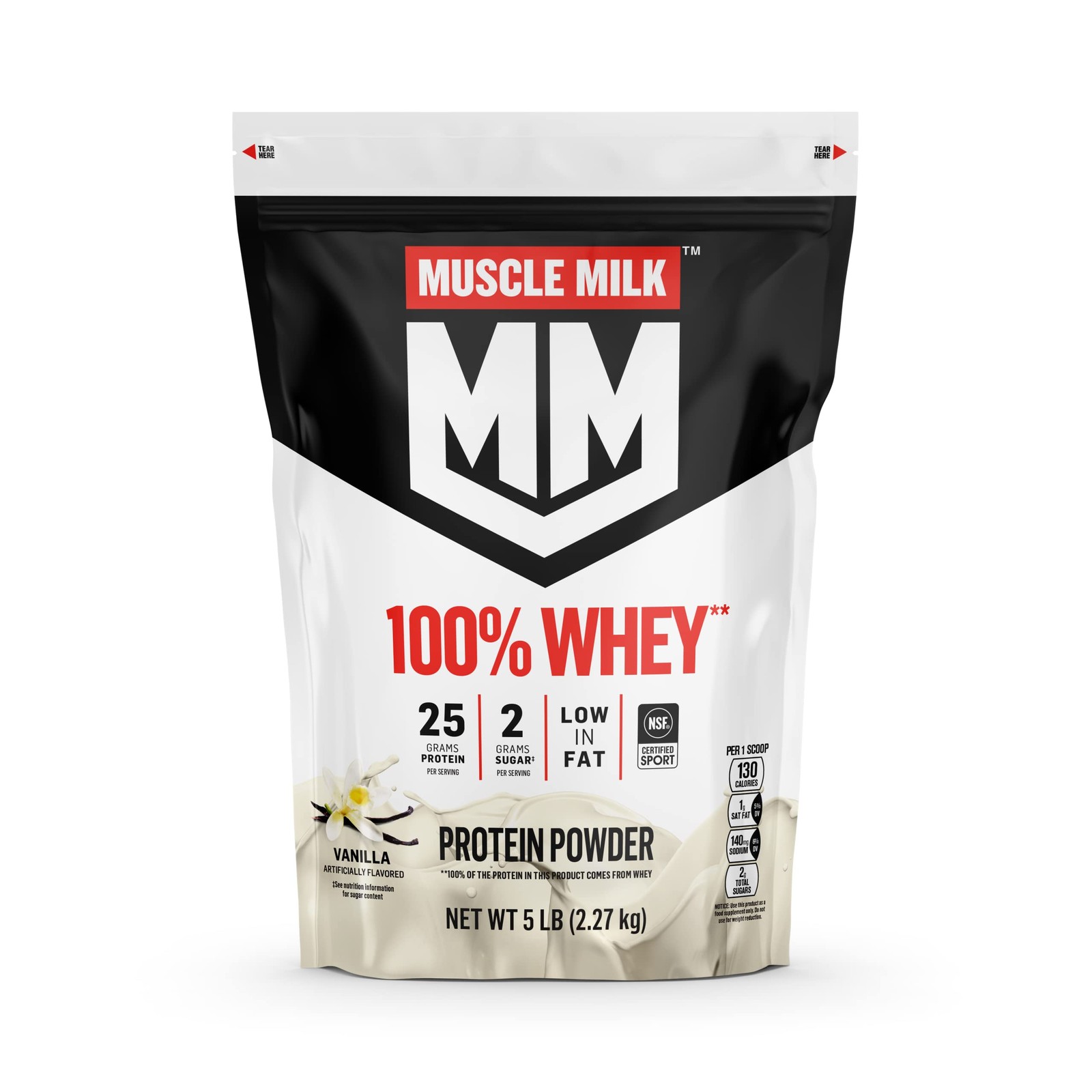 Muscle Milk 100 Whey Protein Powder 5lb 68 Servings 25g Protein Low Sugar