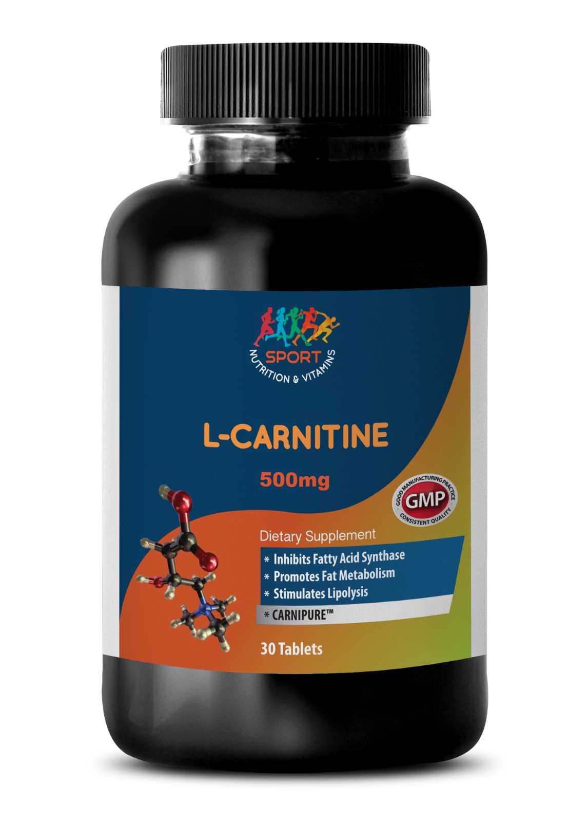 L-Carnitine Dietary Supplement 500mg (1 Bottle, 30 Tablets)