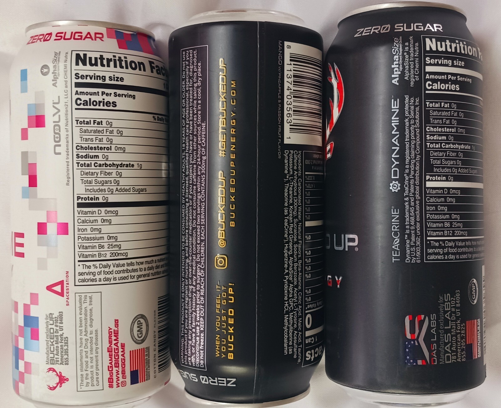 3 BUCKED UP ENERGY DRINKS COTTON CANDY ROCKET POP MANGO TANGO RARE NO SUGAR