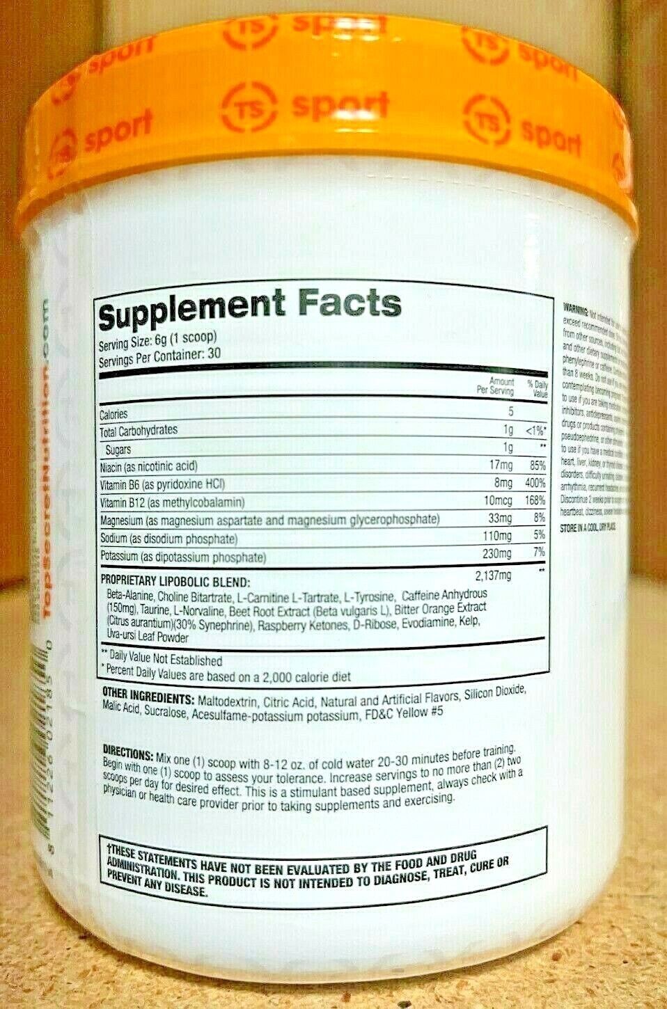Top Secret Nutrition Cardio Igniter Fat Burner Thermogenic Powder 30 Servings