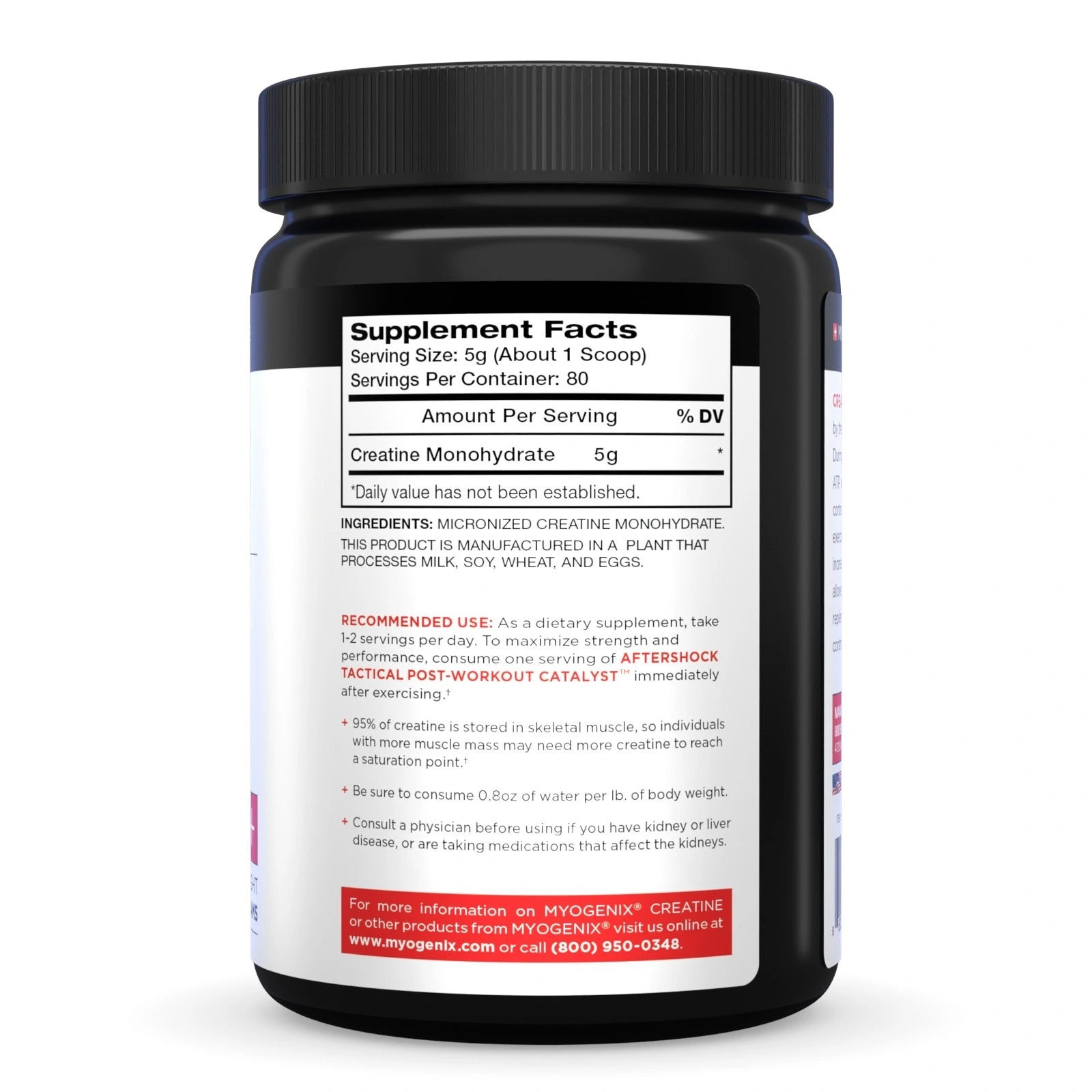 MYOGENIX CREATINE Pharmaceutical Grade 99.9% Pure Micronized Monohydrate 400g