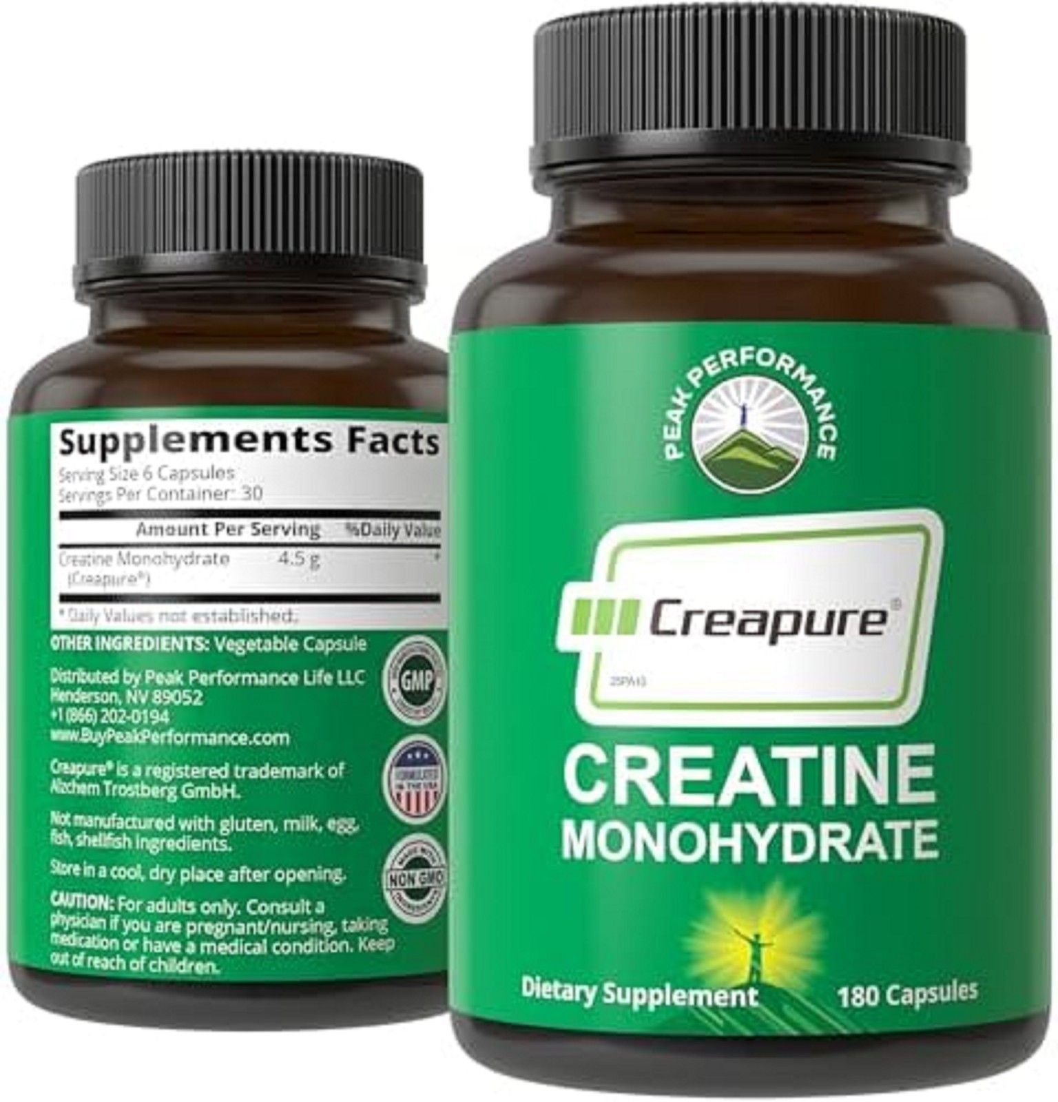 Creapure Creatine Monohydrate 180 Capsules – Ultra High Purity German Made Creat
