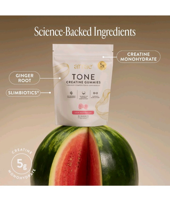 Arrae Tone Gummies – Creatine Monohydrate 5g for Women – Support Lean Muscle,…