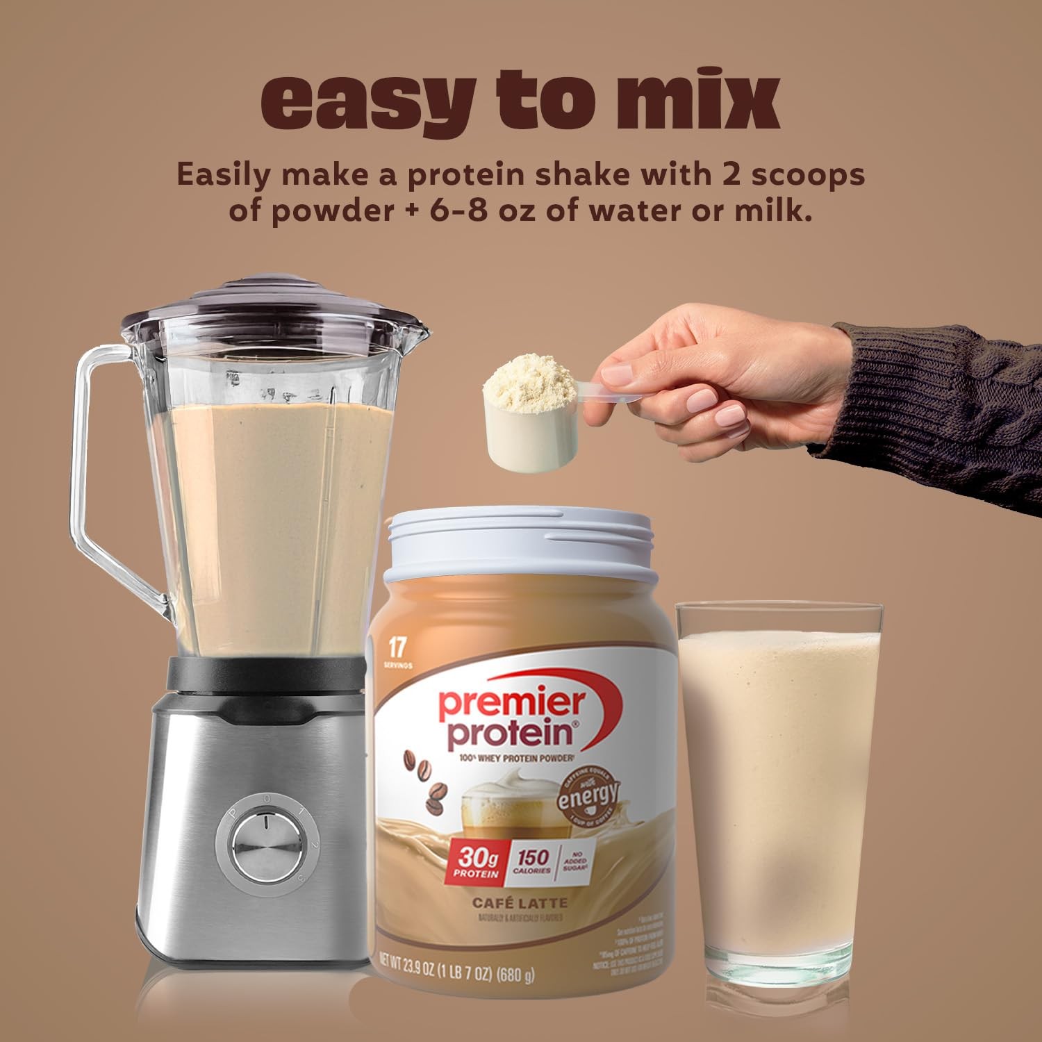30g High Protein Powder, 100% Whey, Café Latte, 17 Servings