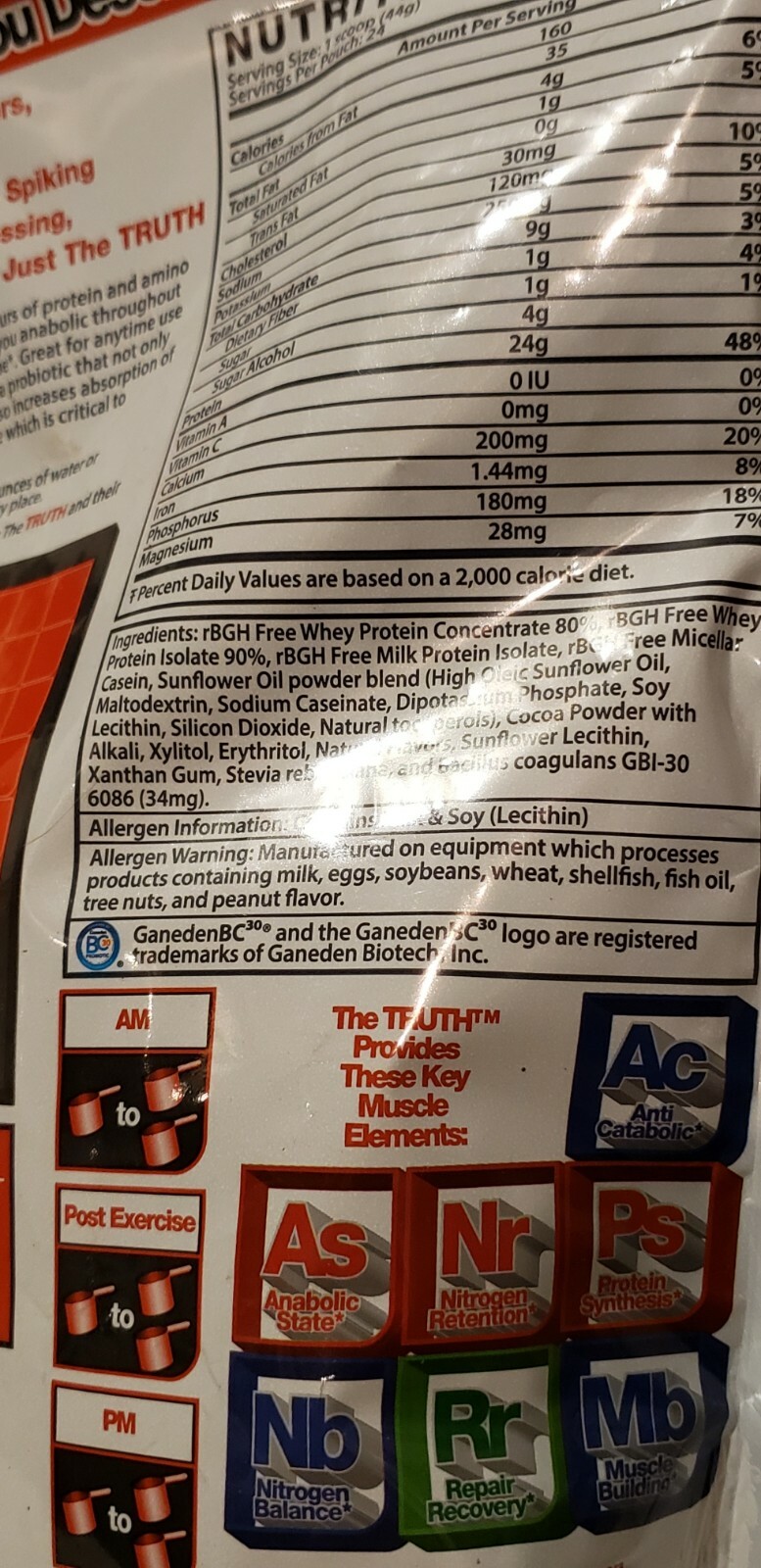 Muscle Elements The TRUTH – 24 Servings – Chocolate Bar – 2.3 lbs – Exp 12/2025