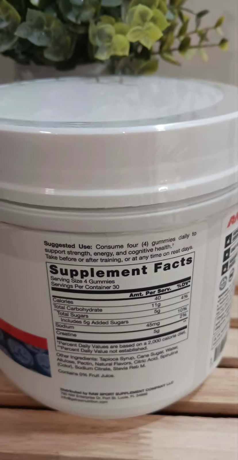 RAW-CORE 02-PREMIUM CREATINE GUMMIES-BLUE RASPBERRY-30 SERVINGS EXP 03/2028-NEW