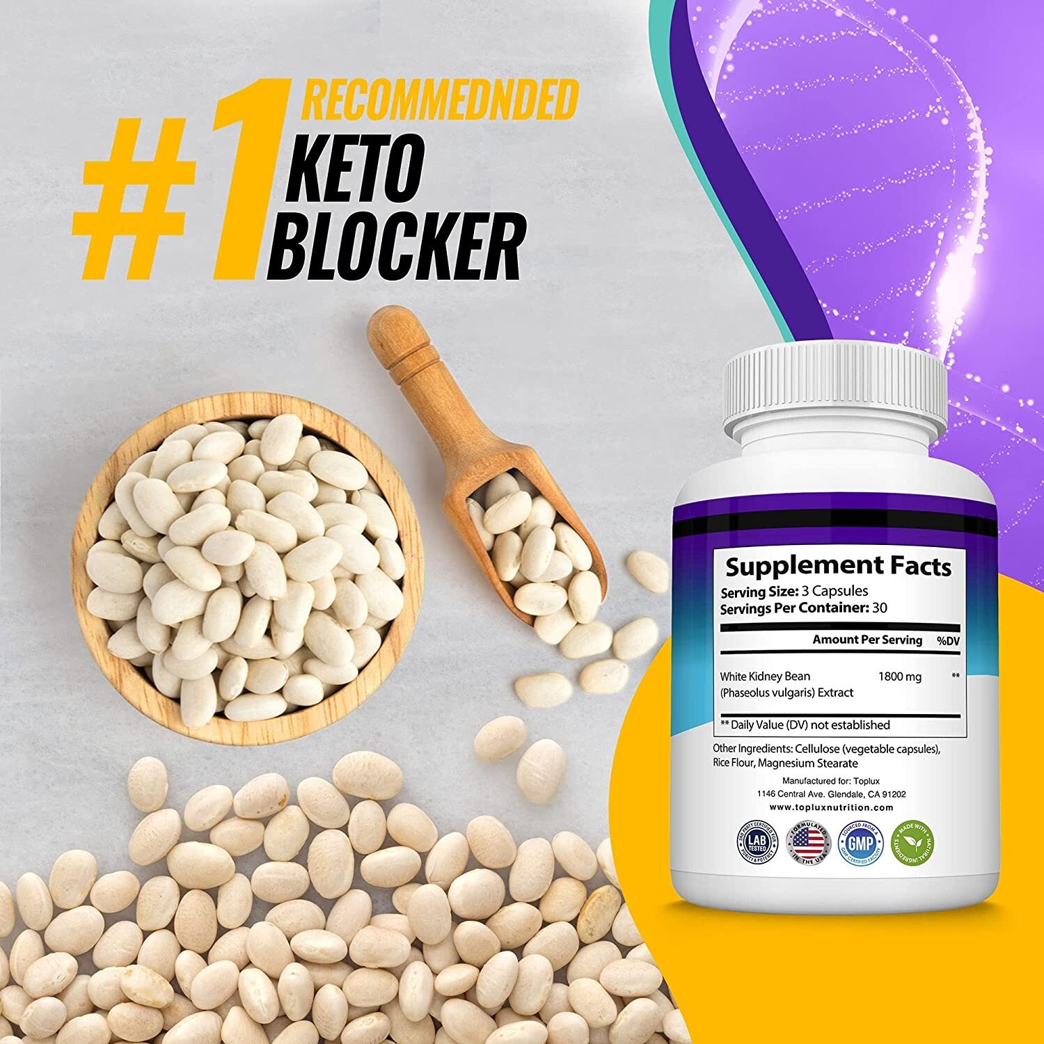 Keto Blocker Diet Pill 1800 MG Weight Loss Ketogenic Fat Burner & Carb Blocker
