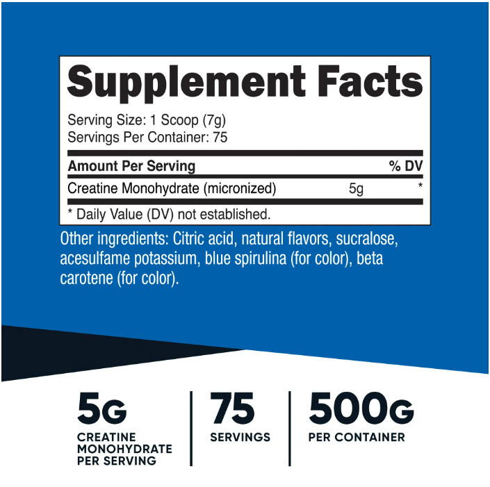 Nutricost Creatine Monohydrate Powder Coastal Explosion 500g Micronized Vegan
