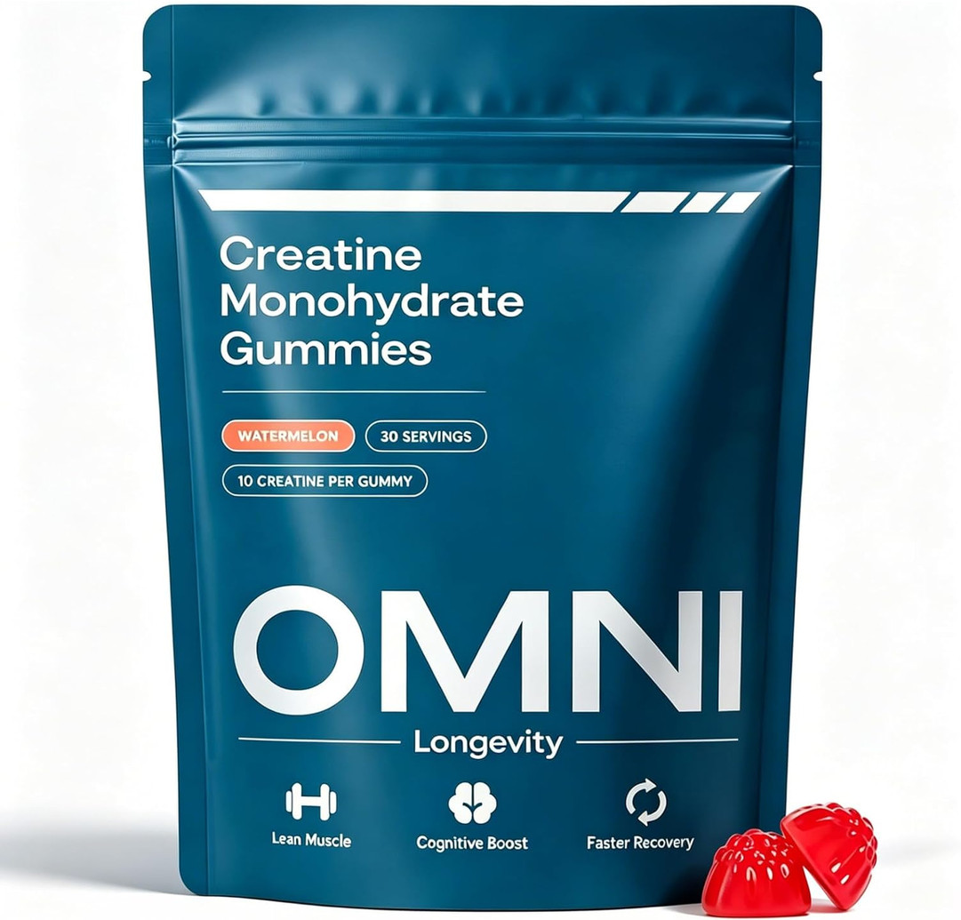 Omni Creatine Monohydrate Gummies Peach 30 Servings Watermelon Flavor 1g per Gum