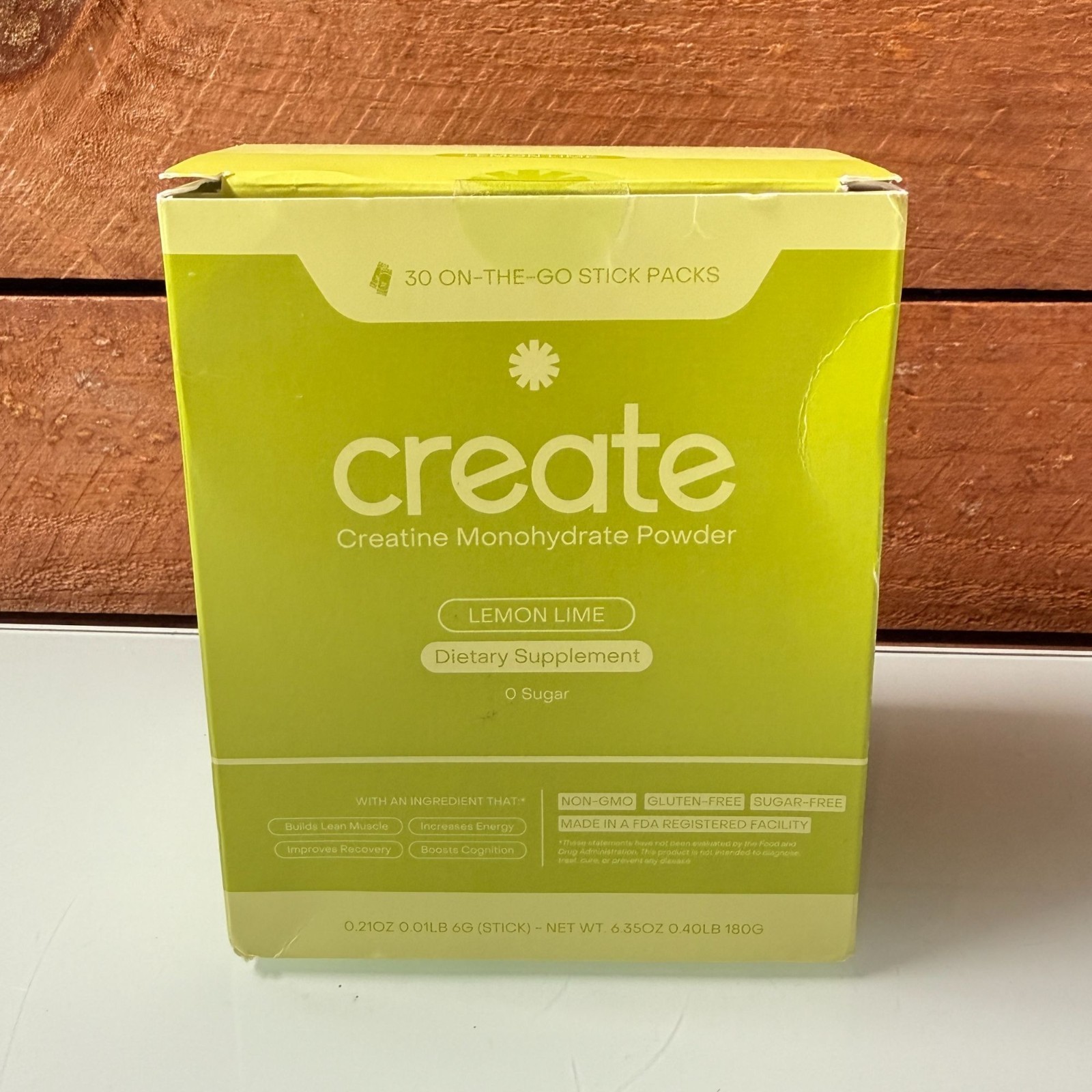 Create Creatine Monohydrate Powder Lemon Lime 30 Stick Packs 180g Supplement