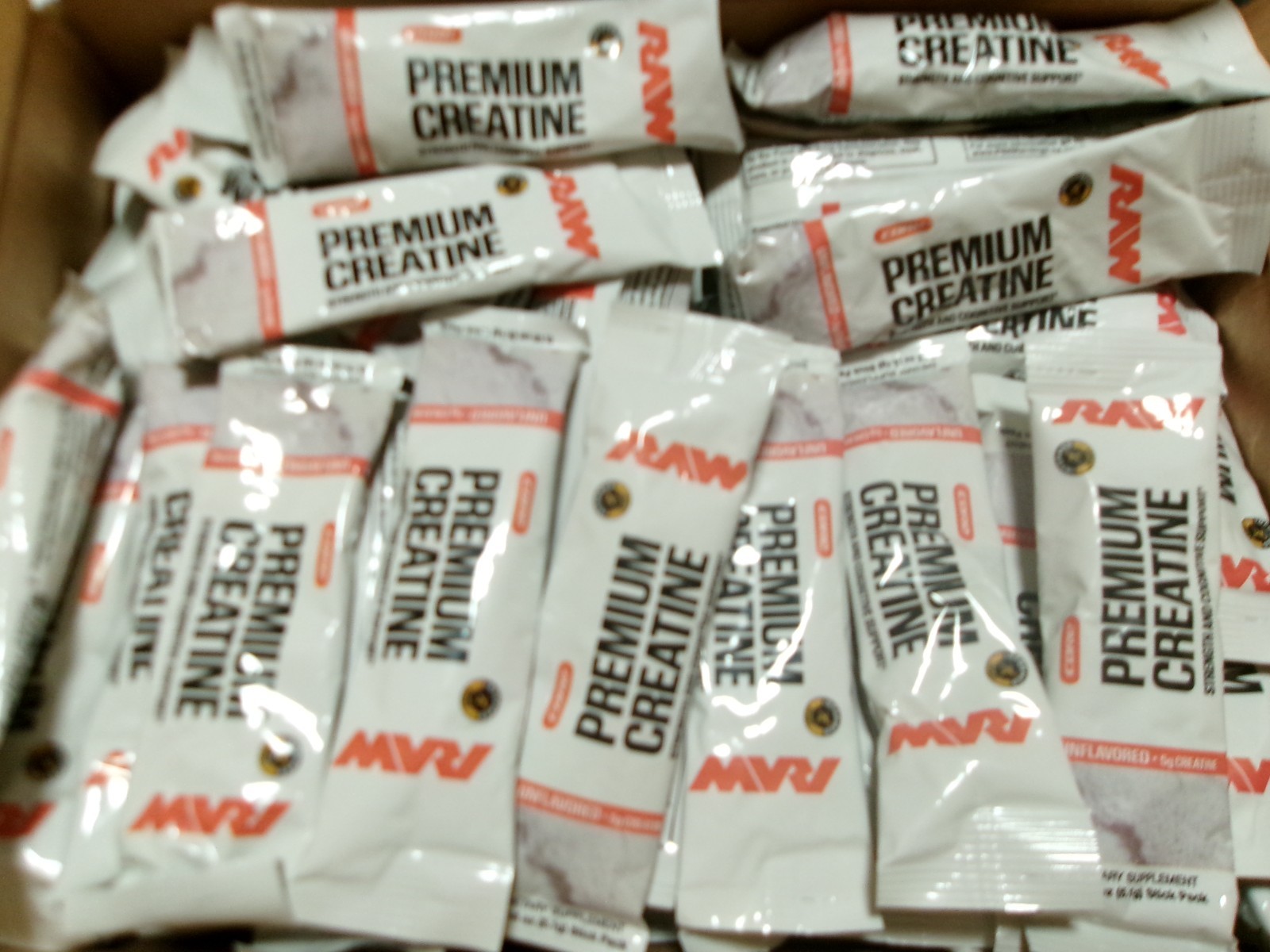 100 single serving packets – RAW Nutrition Creatine Unflavored exp 4/2028