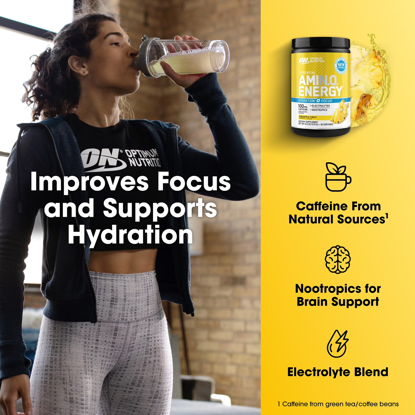 Essential Amino Energy Hydration plus Focus Powder, Pineapple Twist, 9.5 Oz