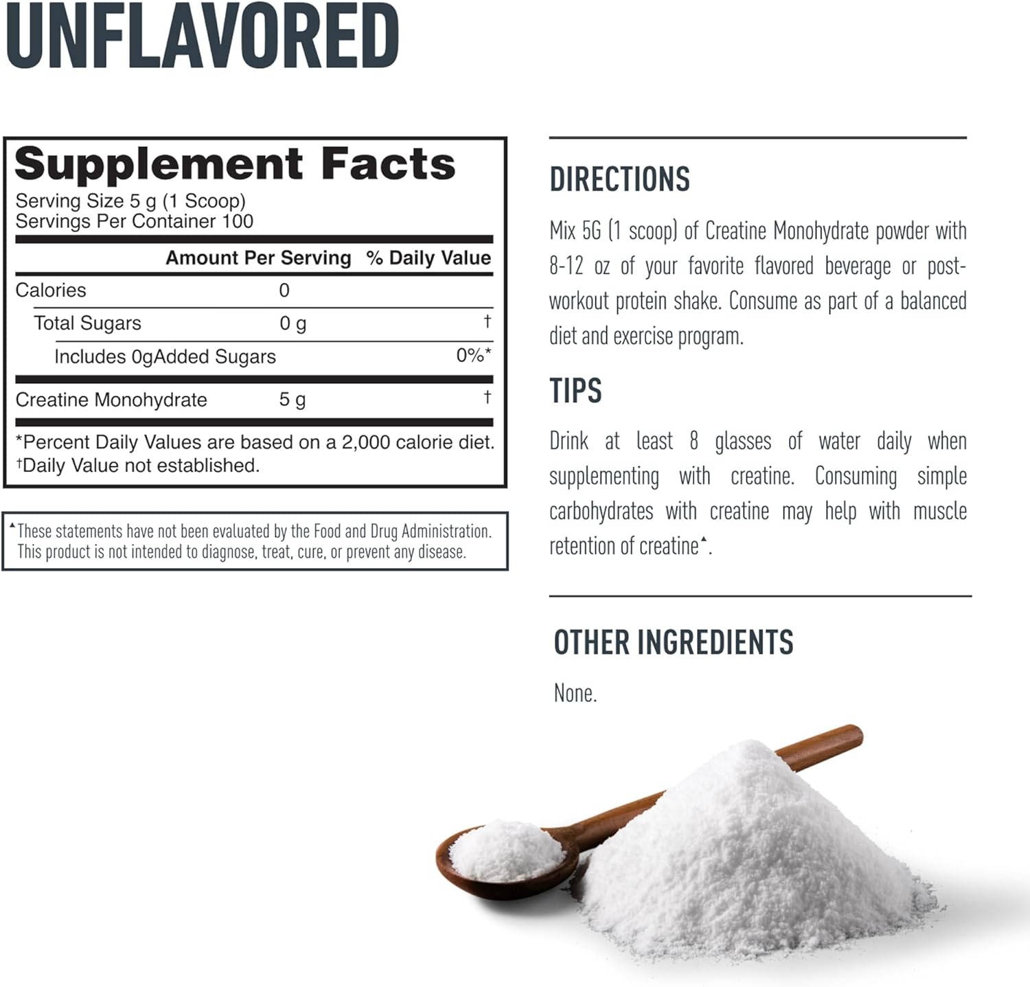 Isopure 100% Pure Creatine Monohydrate Powder, Sugar Free, Unflavored
