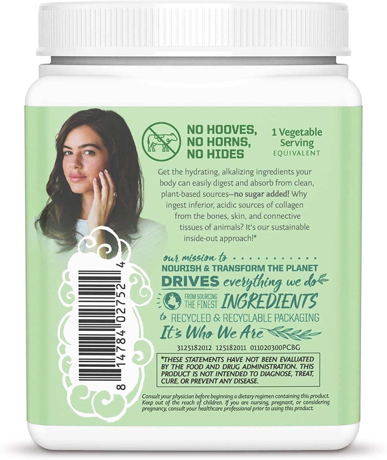 Sunwarrior Plant-Based Beauty Greens Powder Organic Pina Colada, 10.6oz