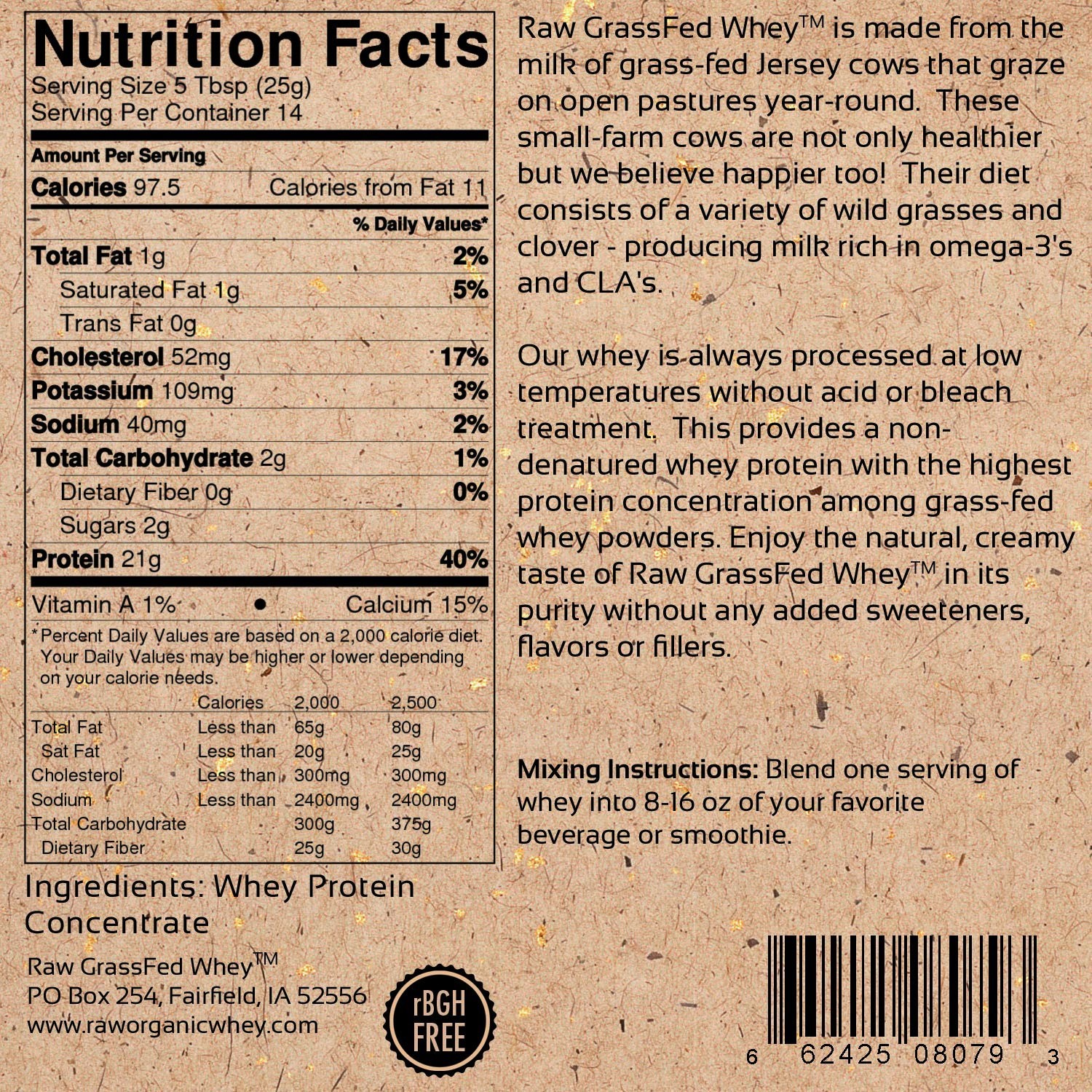 Happy Healthy Cows Protein Powder – 12oz Unflavored, GMO & Hormone Free
