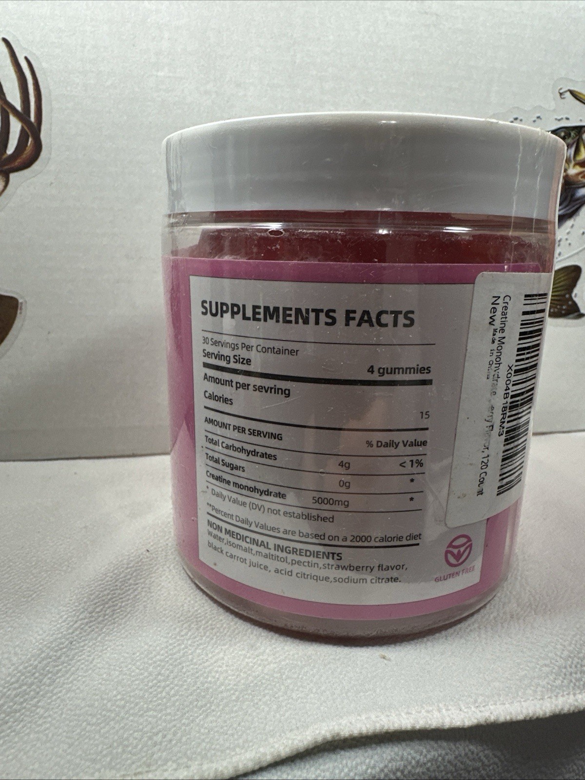 Bageto Creatine Monohydrate 5000mg Gummies Strawberry Flavor 120 Ct 08/26