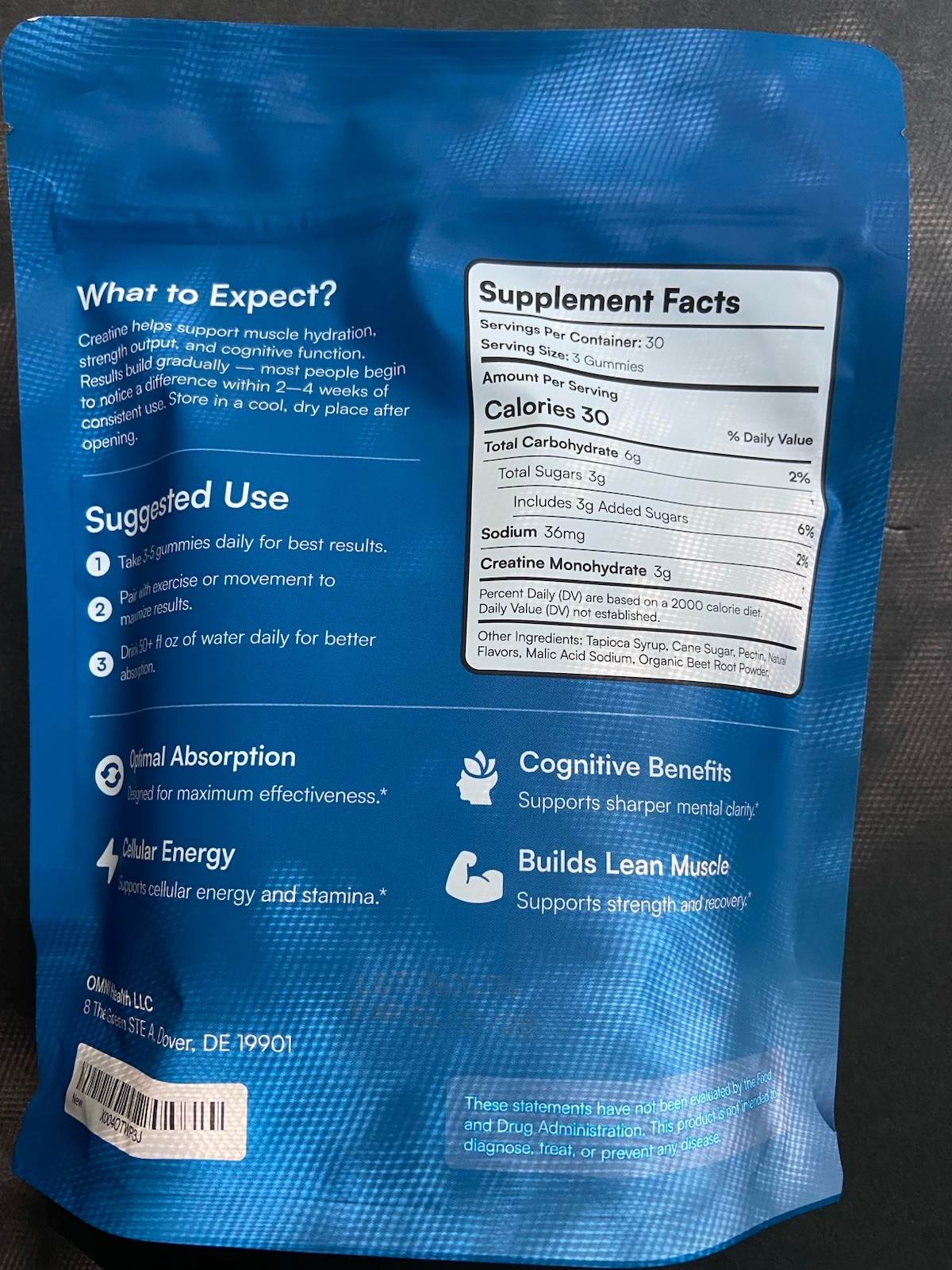 Creatine Monohydrate Gummy Watermelon, 1 Month Supply By OMNI