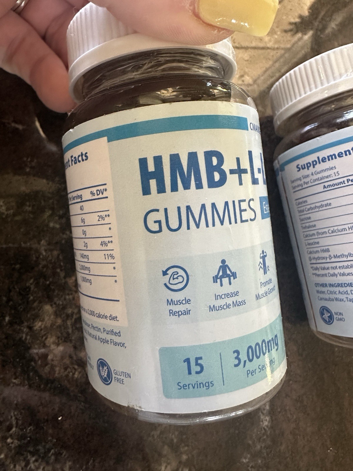 CMAINZE HMB + L-Leucine Amino Acid Gummies Apple Flavor Gluten-Free 3000mg 60