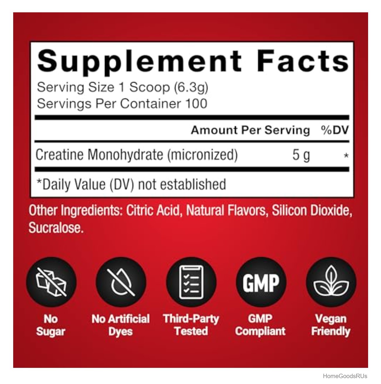 Creatine Monohydrate Powder 5g Micronized Raspberry Lemonade Muscle Growth