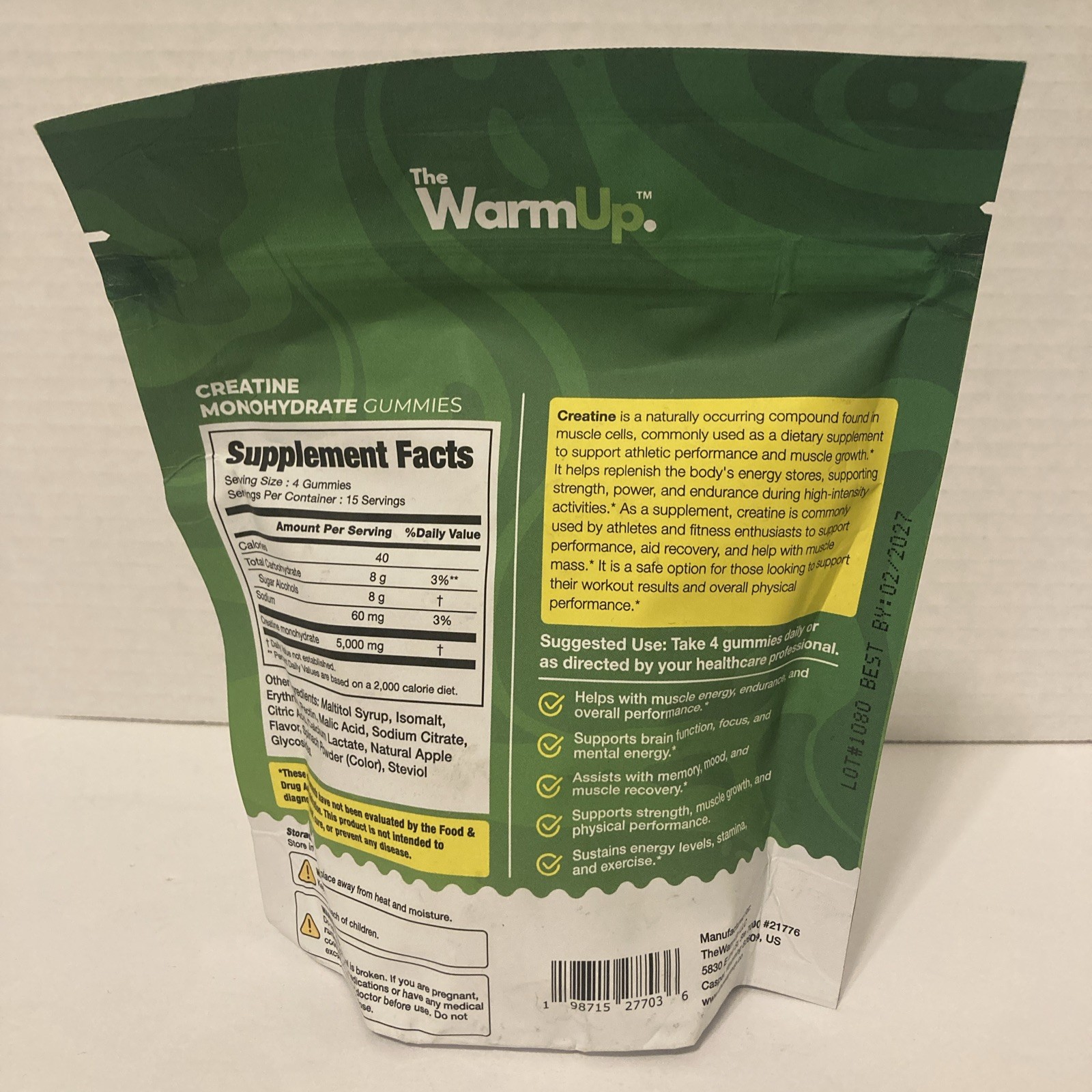 The Warm Up Creatine MONOHYDRATE GUMMIES Exp 2/27