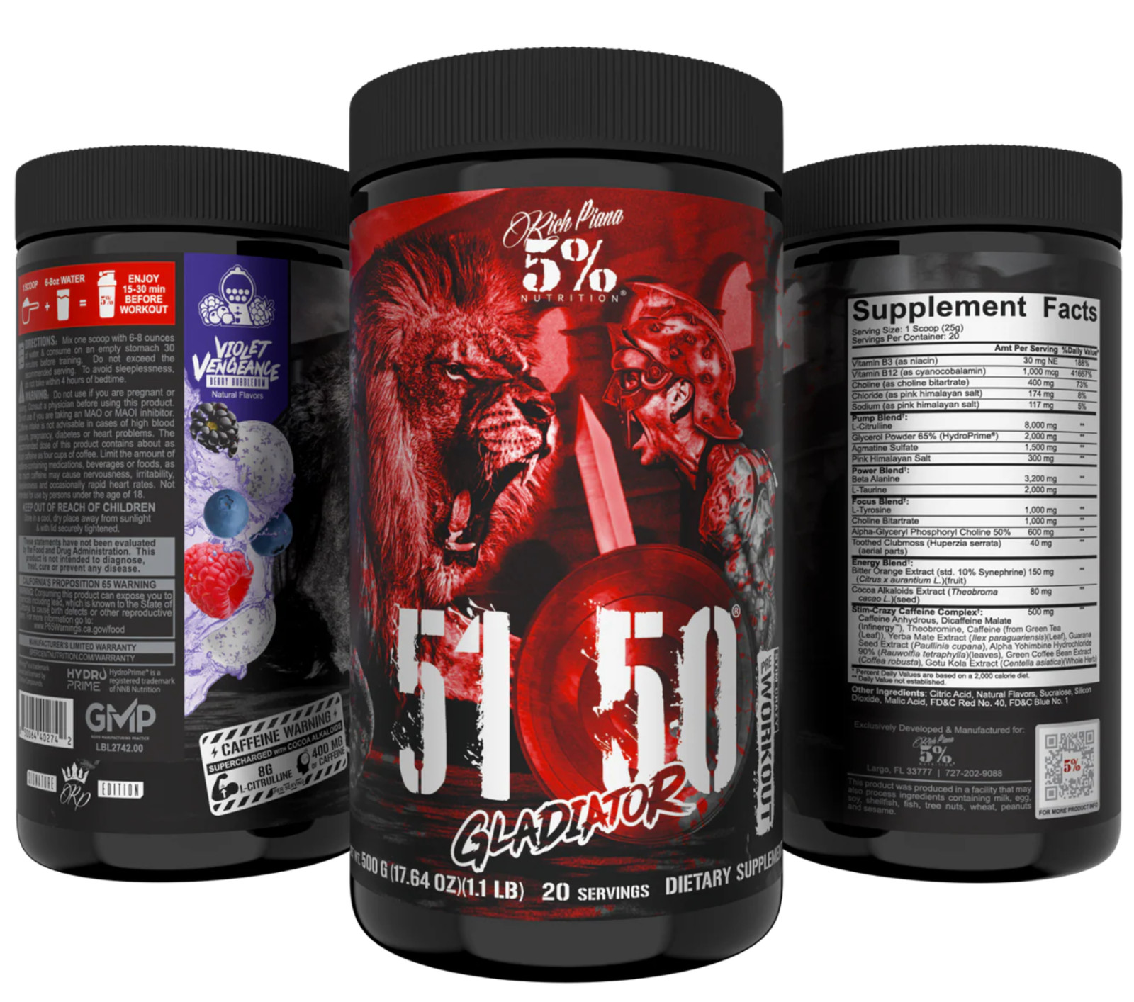 5% Nutrition 5150 GLADIATOR High Stimulant Pre-Workout 20svgs Violet Vengeance