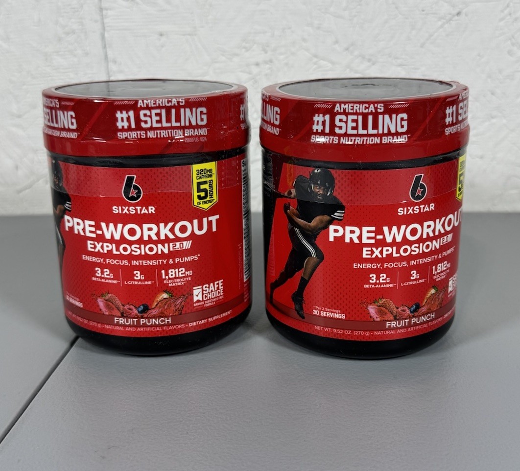 2 – New Six Star Pre-Workout Explosion 2.0 Fruit Punch – 9.52oz Each Exp. 6/5/27
